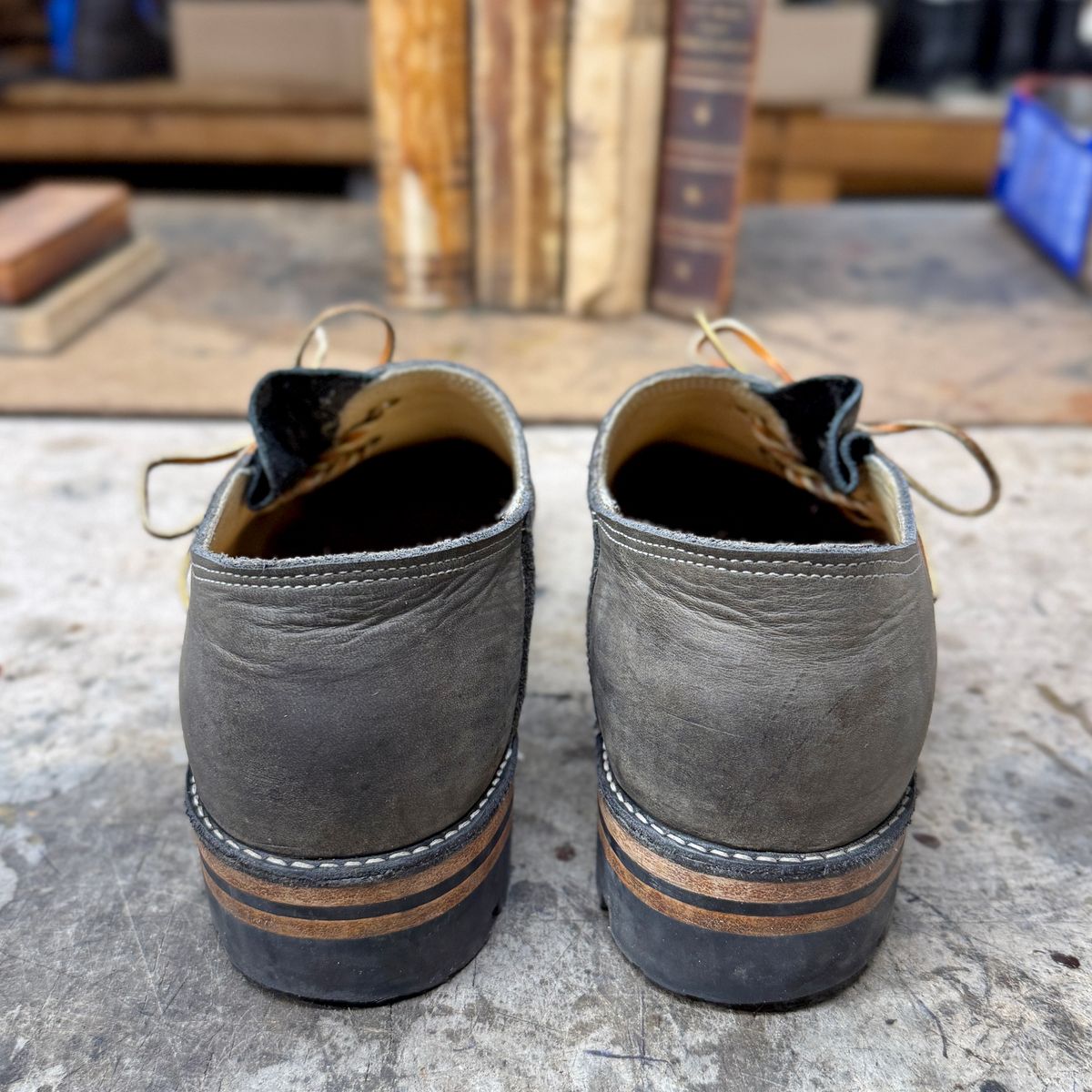 Photo by LimmerGuy on December 4, 2024 of the Peter limmer & Sons Custom Haferlschuh in Seidel Steel Gray Crazy Horse.