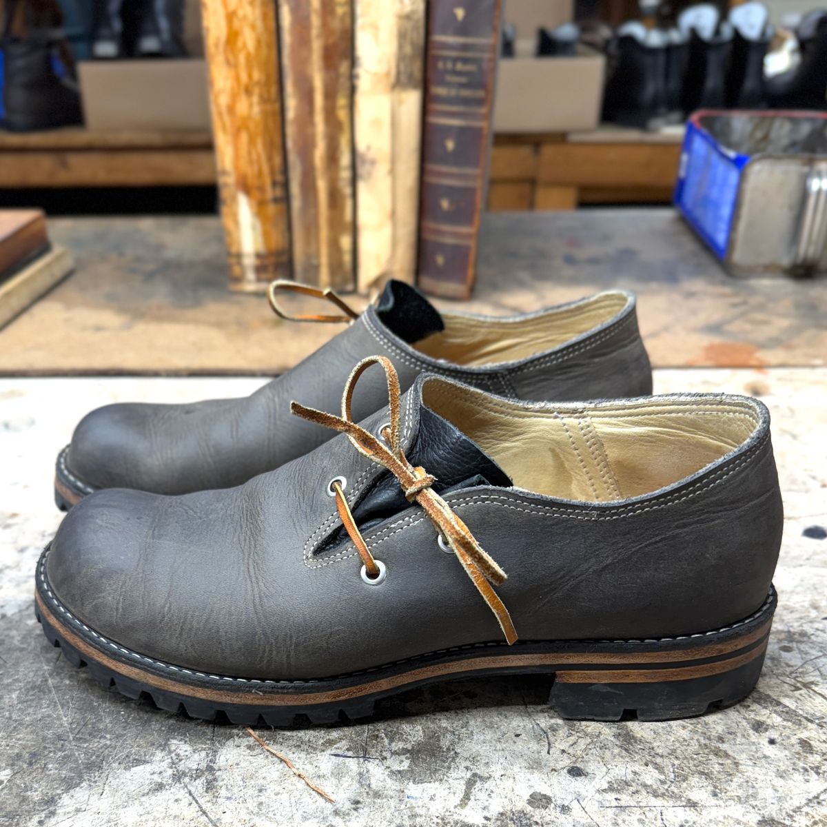 Photo by LimmerGuy on December 4, 2024 of the Peter limmer & Sons Custom Haferlschuh in Seidel Steel Gray Crazy Horse.