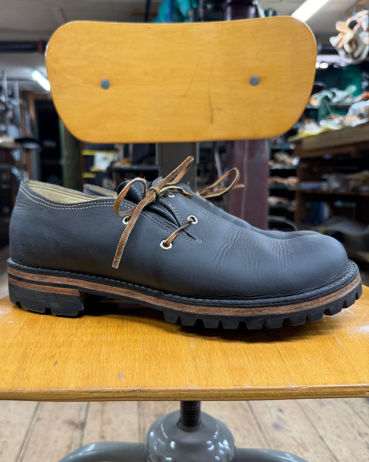 Photo by LimmerGuy on January 4, 2025 of the Peter limmer & Sons Custom Haferlschuh in Seidel Steel Gray Crazy Horse.