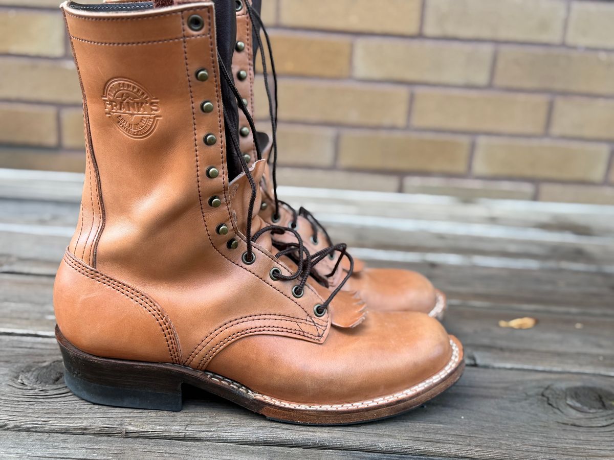 Photo by jayandhisboots on October 1, 2025 of the Frank's Boots Front Range in Wickett & Craig Natural Veg Tan.