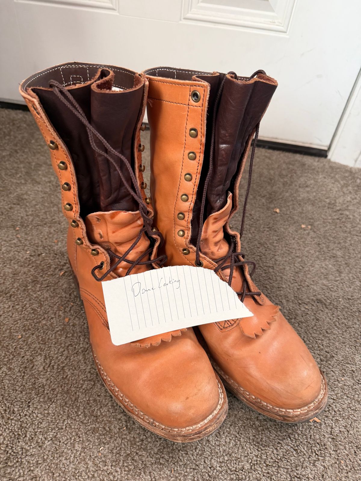 Photo by jayandhisboots on November 4, 2025 of the Frank's Boots Front Range in Wickett & Craig Natural Veg Tan.