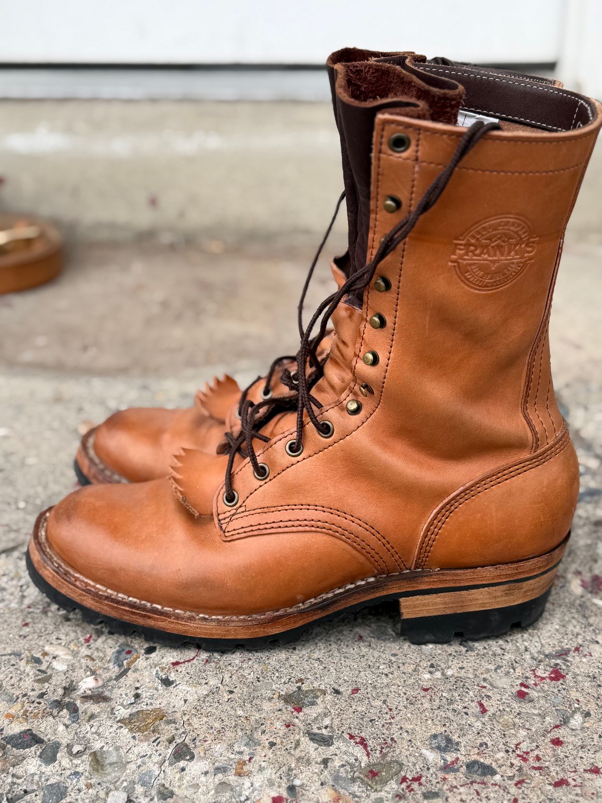 Photo by jayandhisboots on January 4, 2026 of the Frank's Boots Front Range in Wickett & Craig Natural Veg Tan.