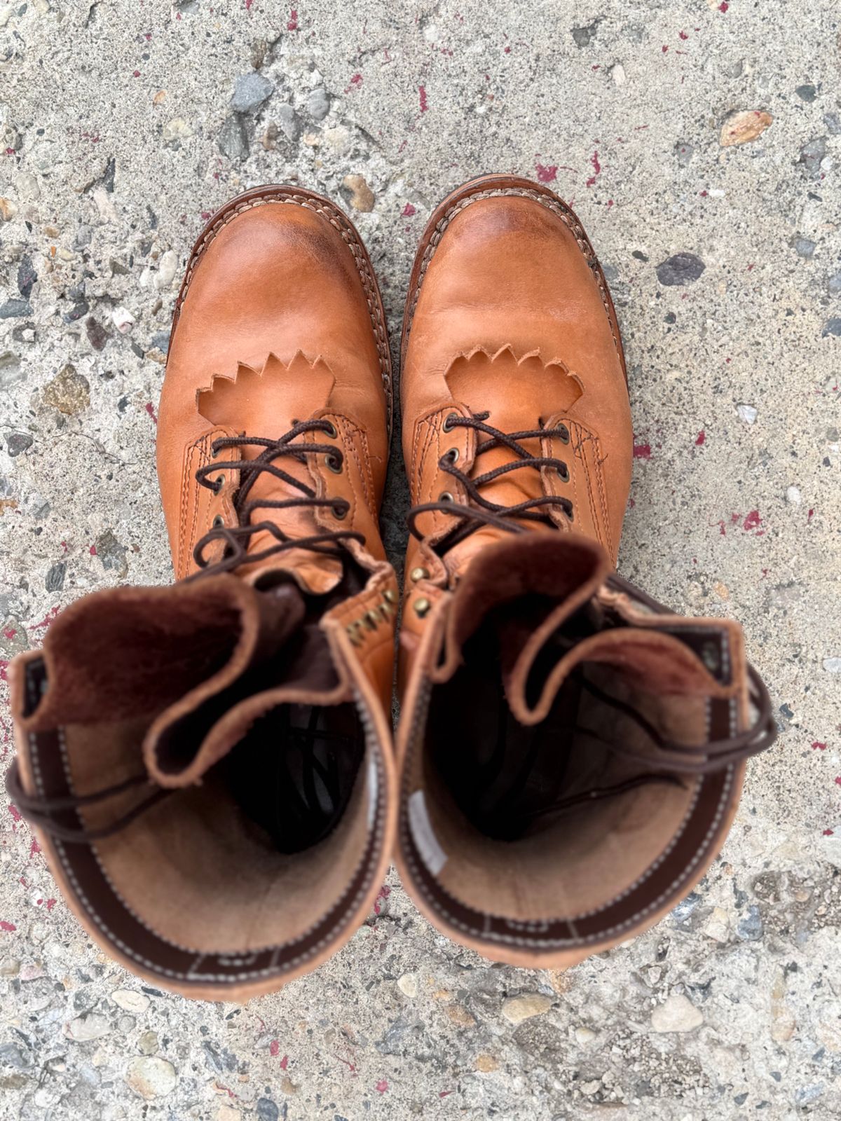 Photo by jayandhisboots on January 4, 2026 of the Frank's Boots Front Range in Wickett & Craig Natural Veg Tan.