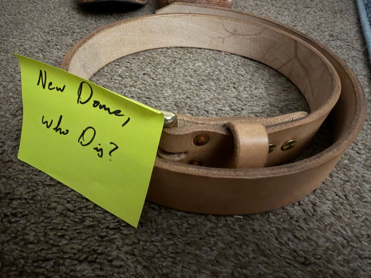Photo by jayandhisboots on October 1, 2025 of the Self-Made Belt in J&FJ Baker Natural Oak Bark Tanned Harness.
