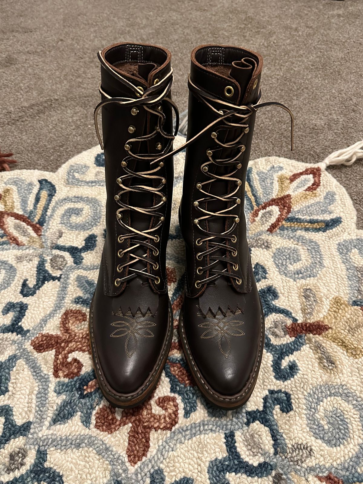 Photo by jayandhisboots on October 1, 2024 of the White's Packer Pointed Toe in Seidel Brown Dress.
