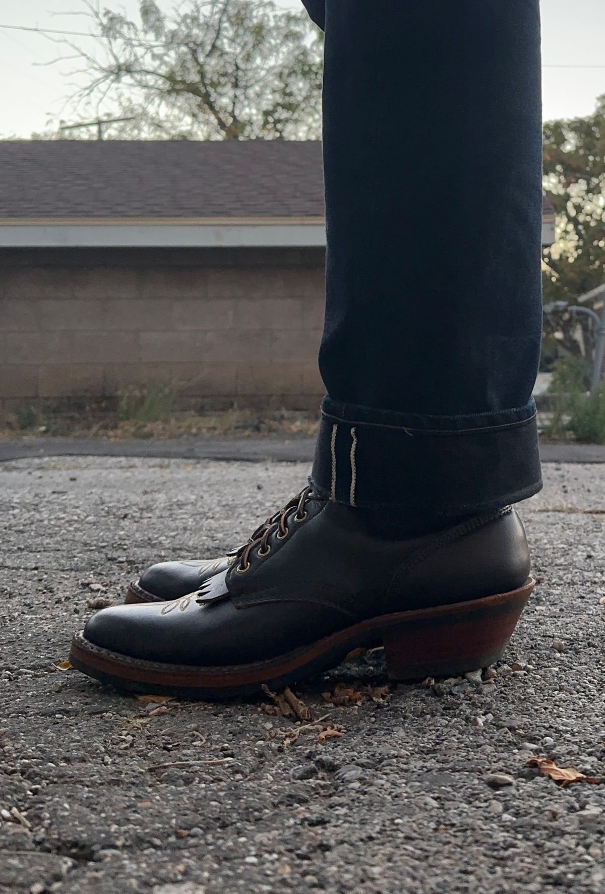 Photo by jayandhisboots on November 1, 2024 of the White's Packer Pointed Toe in Seidel Brown Dress.