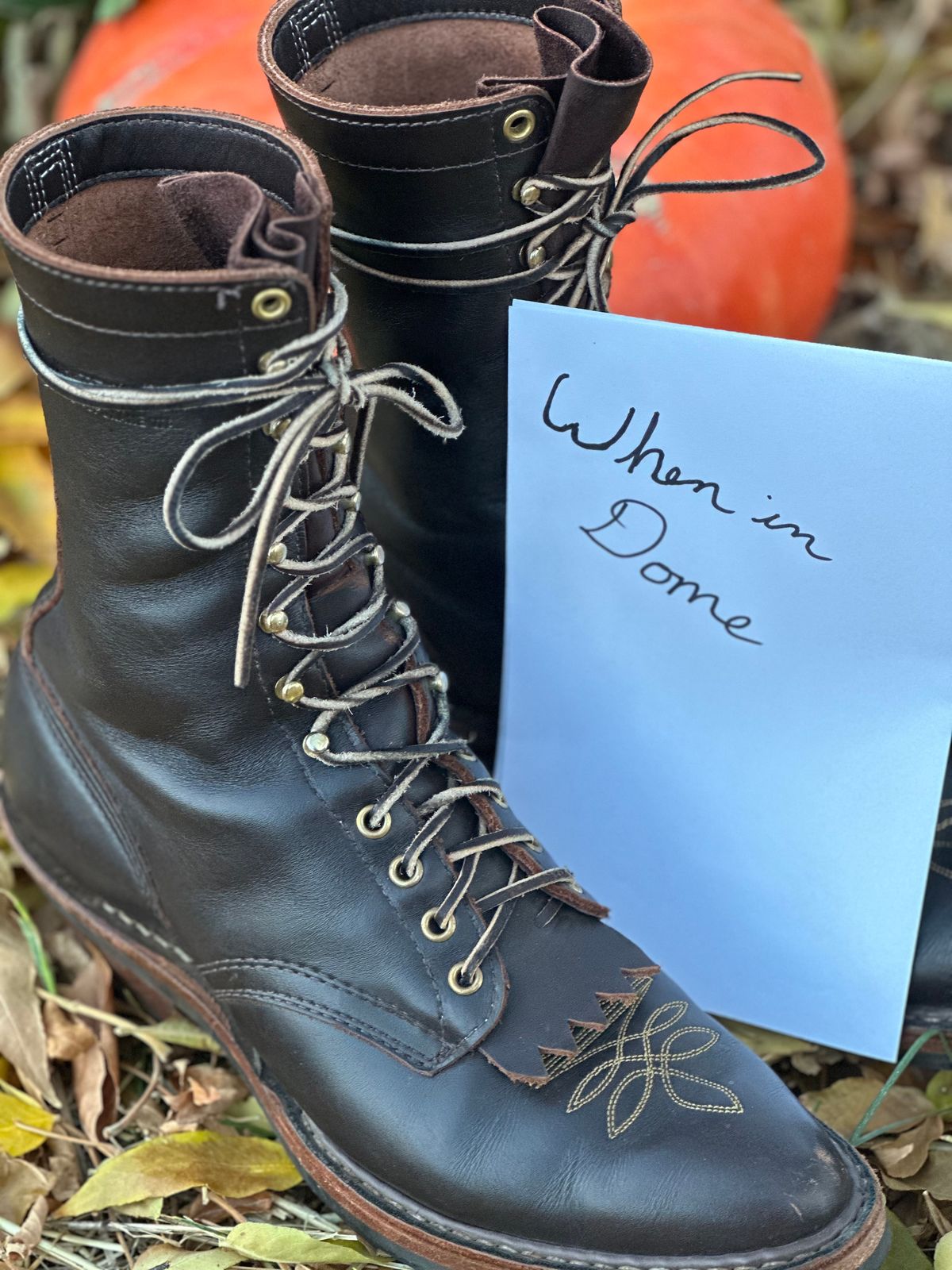 Photo by jayandhisboots on November 1, 2024 of the White's Packer Pointed Toe in Seidel Brown Dress.