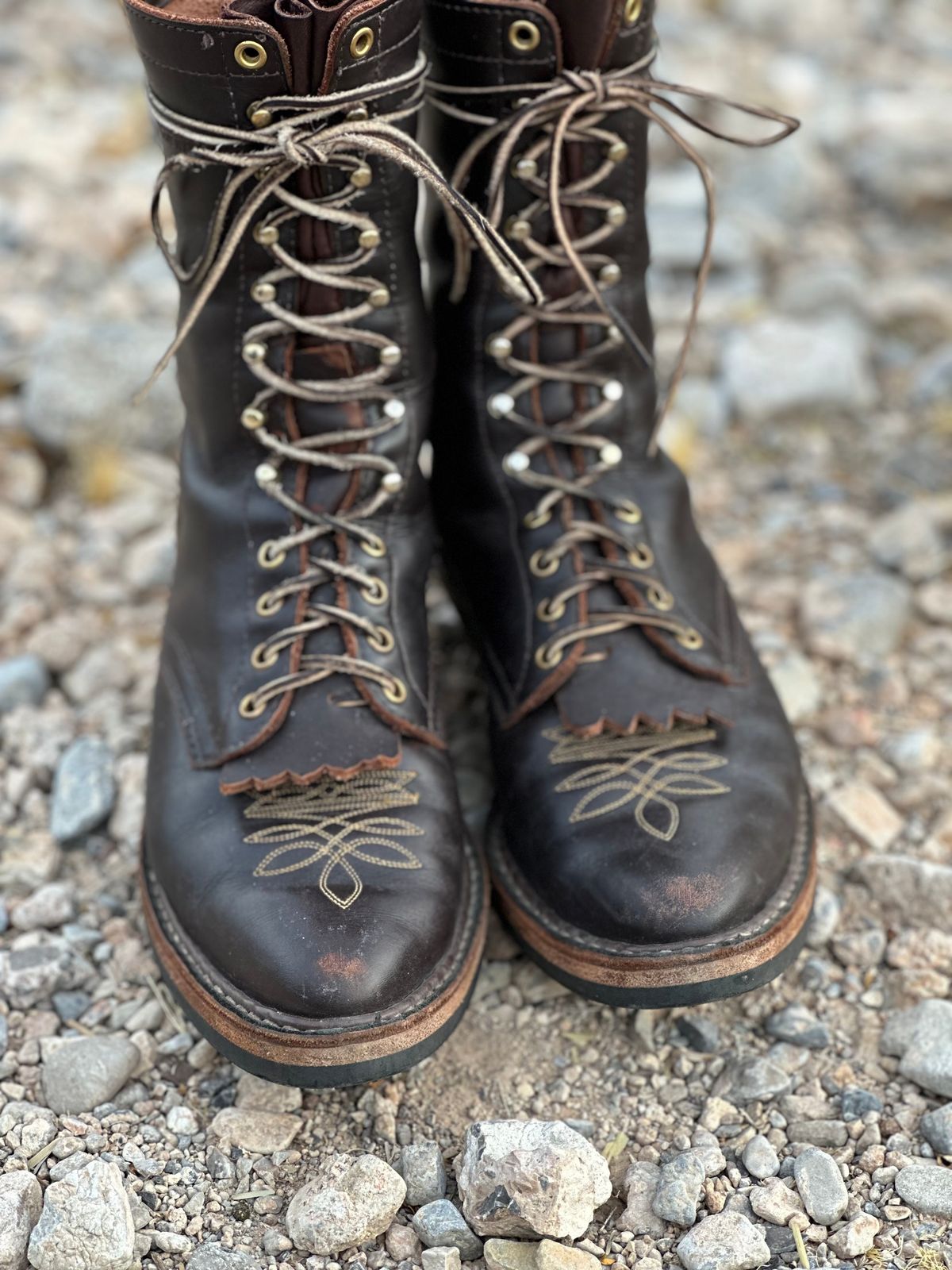 Photo by jayandhisboots on January 3, 2025 of the White's Packer Pointed Toe in Seidel Brown Dress.