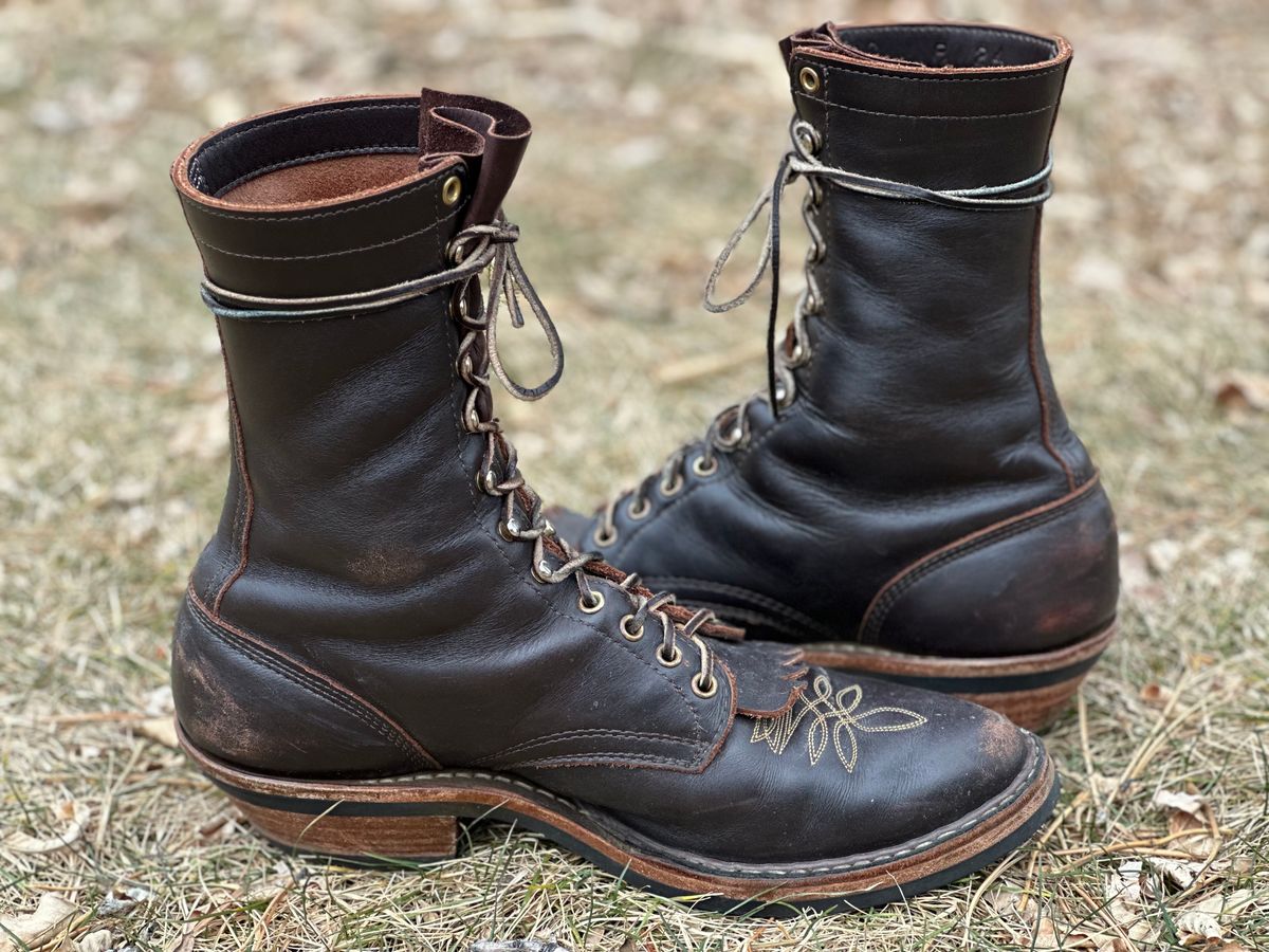 Photo by jayandhisboots on February 2, 2025 of the White's Packer Pointed Toe in Seidel Brown Dress.