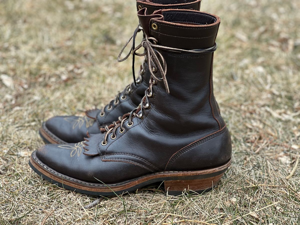 Photo by jayandhisboots on February 2, 2025 of the White's Packer Pointed Toe in Seidel Brown Dress.