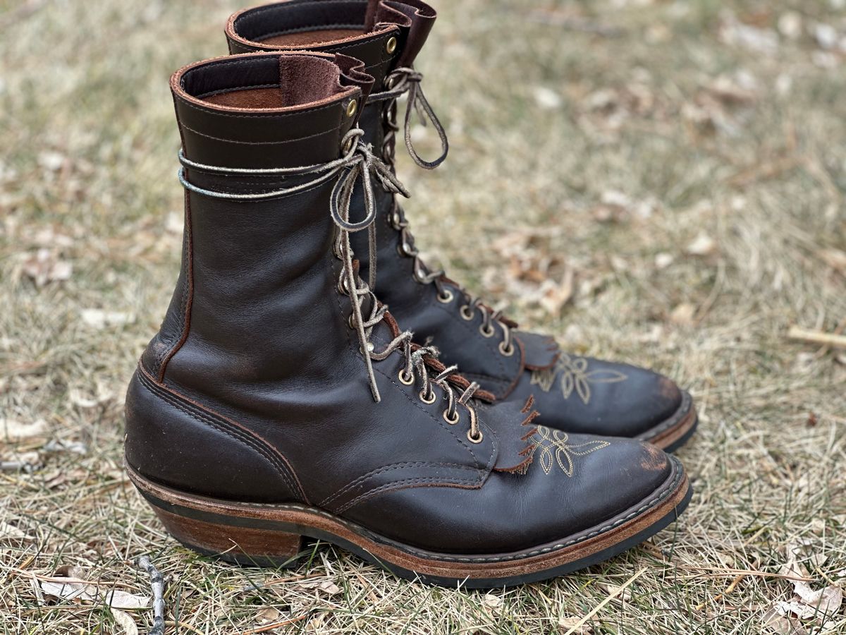 Photo by jayandhisboots on February 2, 2025 of the White's Packer Pointed Toe in Seidel Brown Dress.