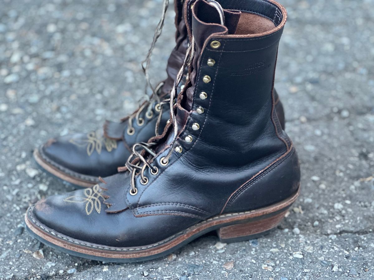 Photo by jayandhisboots on March 3, 2025 of the White's Packer Pointed Toe in Seidel Brown Dress.
