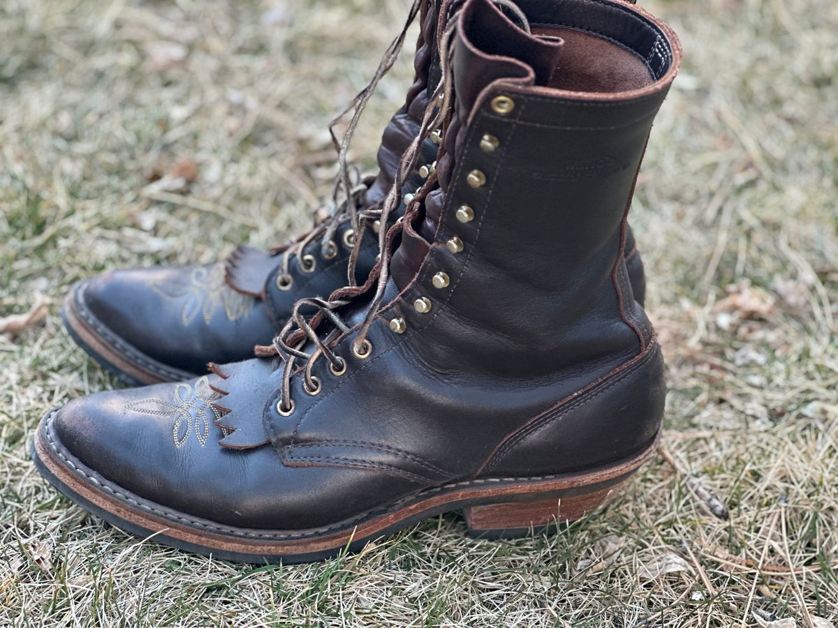 Photo by jayandhisboots on March 3, 2025 of the White's Packer Pointed Toe in Seidel Brown Dress.