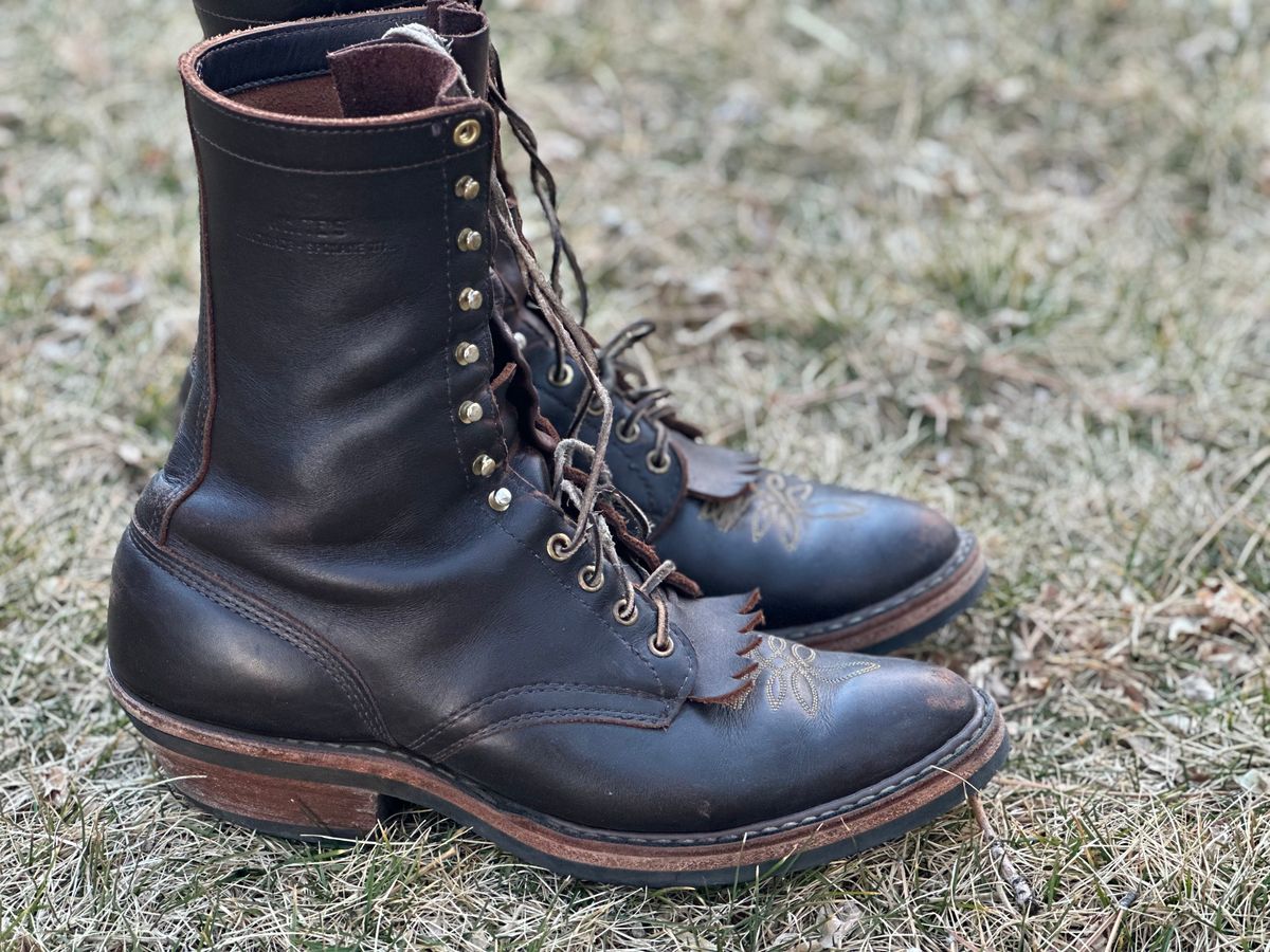 Photo by jayandhisboots on March 3, 2025 of the White's Packer Pointed Toe in Seidel Brown Dress.