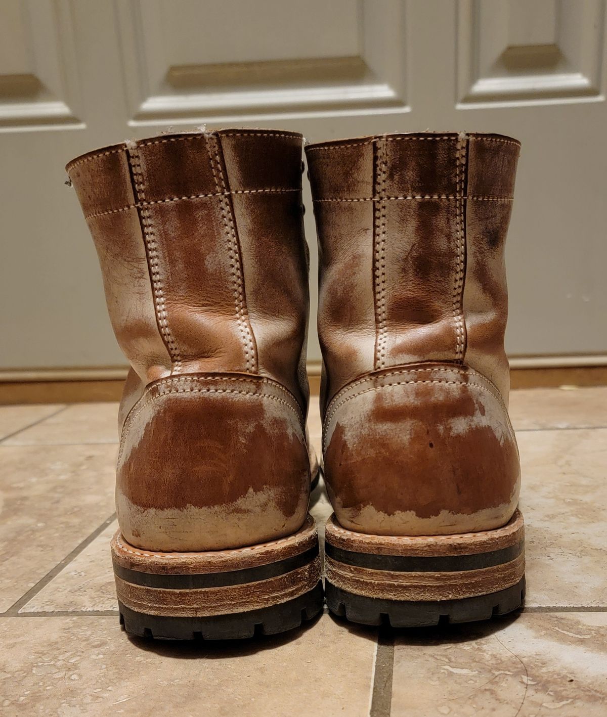 Photo by Jeppysboots on March 6, 2024 of the Oak Street Bootmakers Trench Boot in Volpi Whitewash Overdye Abetone.