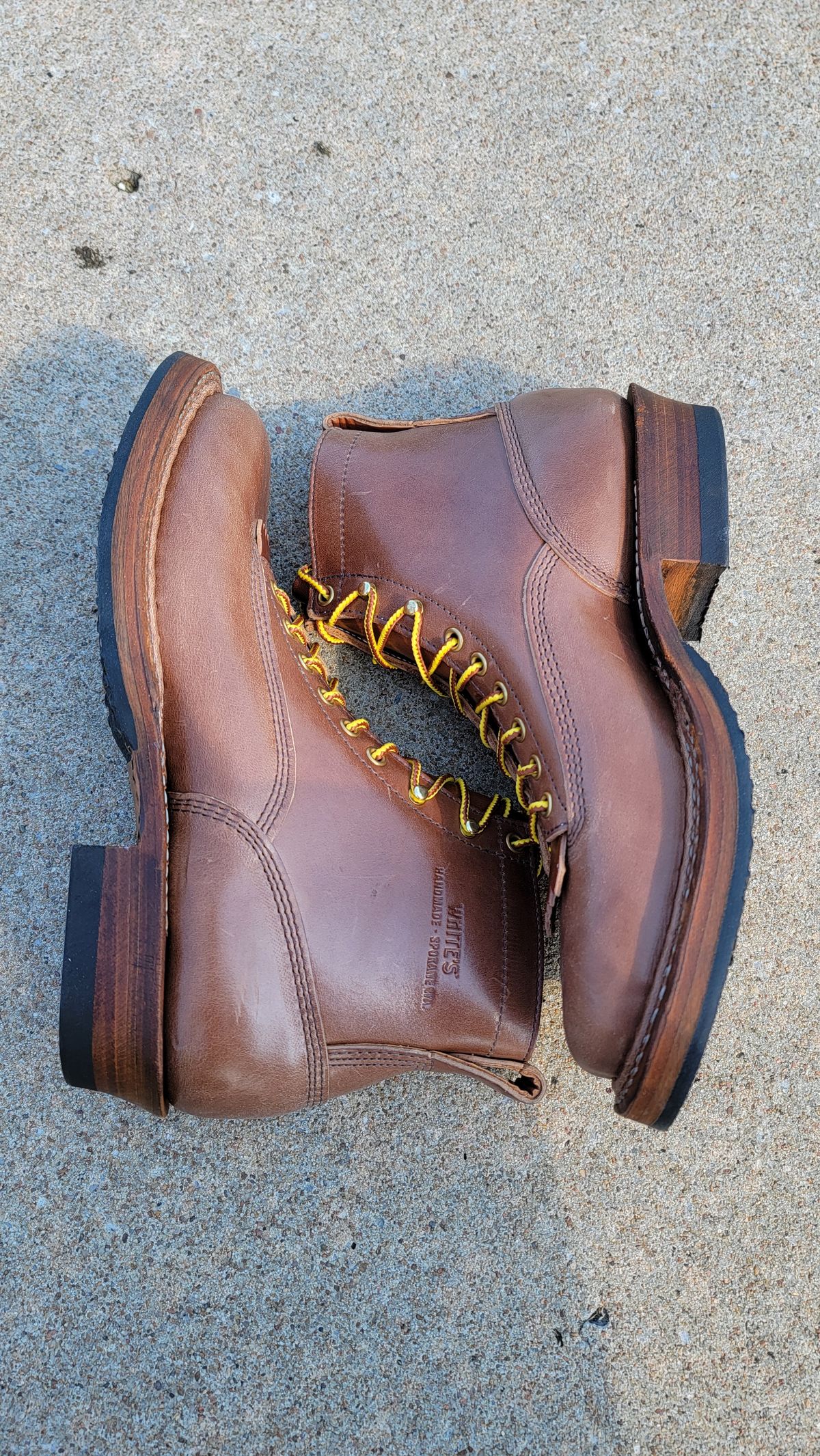 Photo by Jeppysboots on October 3, 2025 of the White's 350 Cutter in Toscanello Horsehide.