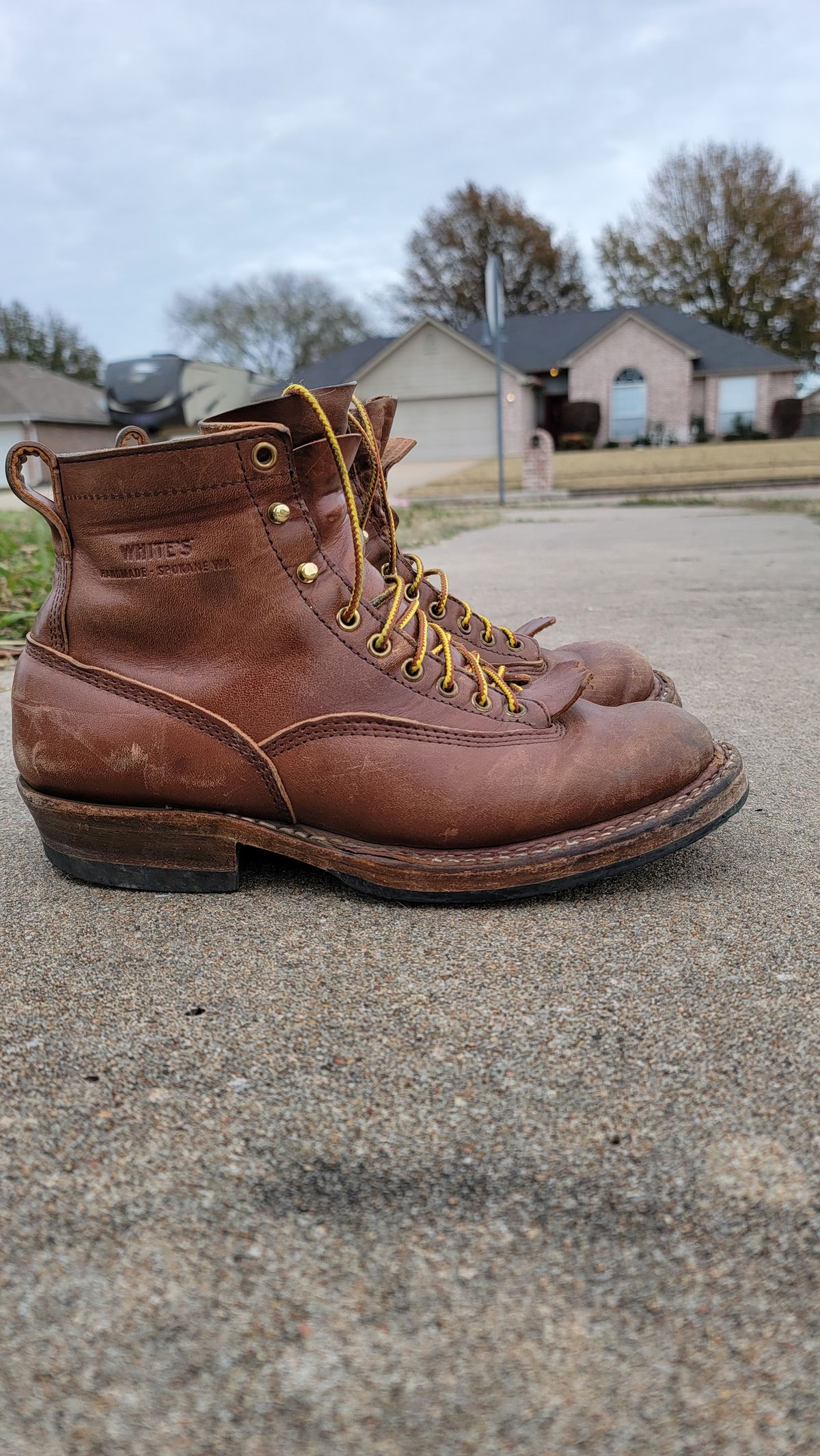 Photo by Jeppysboots on December 4, 2025 of the White's 350 Cutter in Toscanello Horsehide.