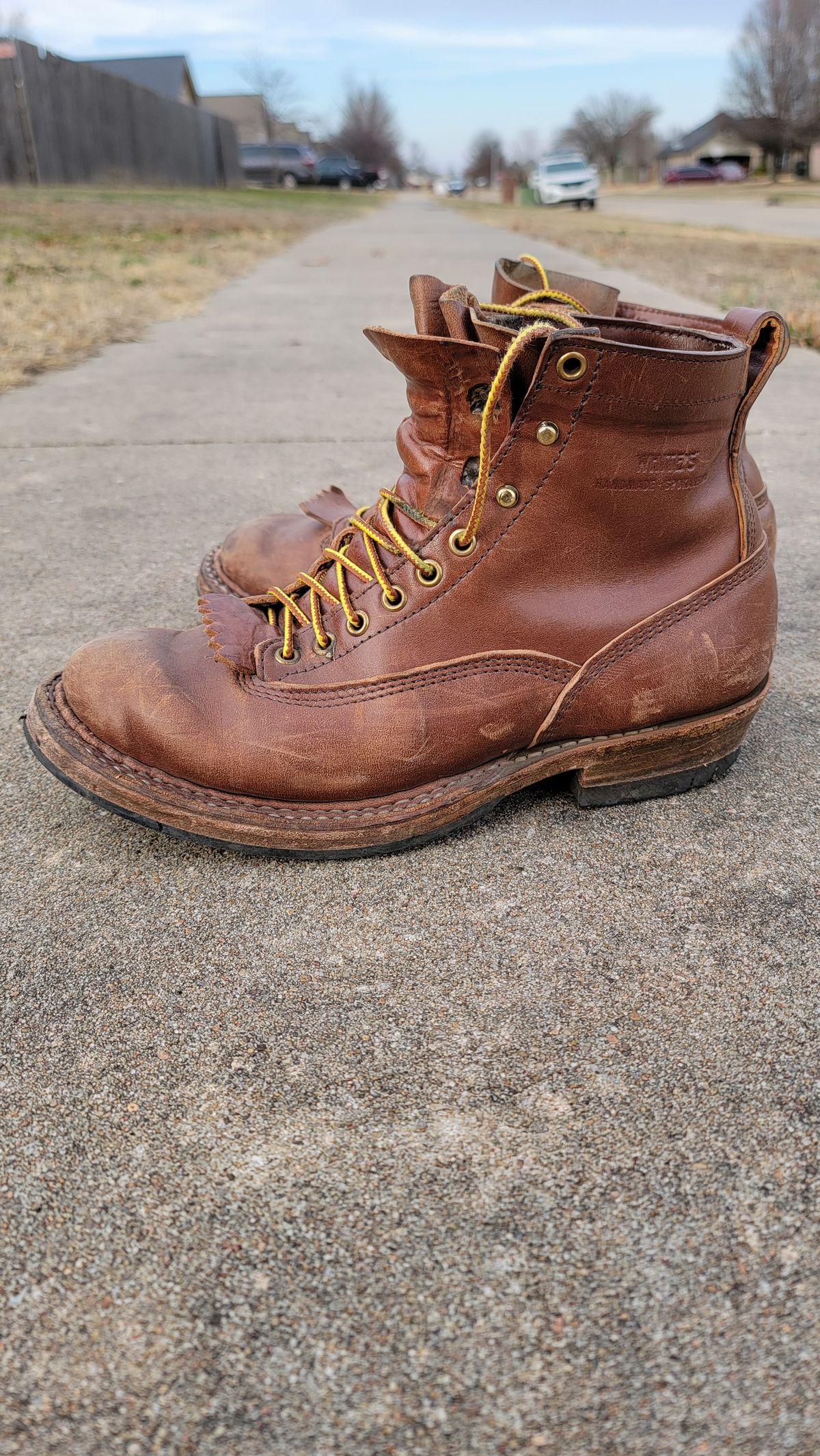Photo by Jeppysboots on January 4, 2026 of the White's 350 Cutter in Toscanello Horsehide.