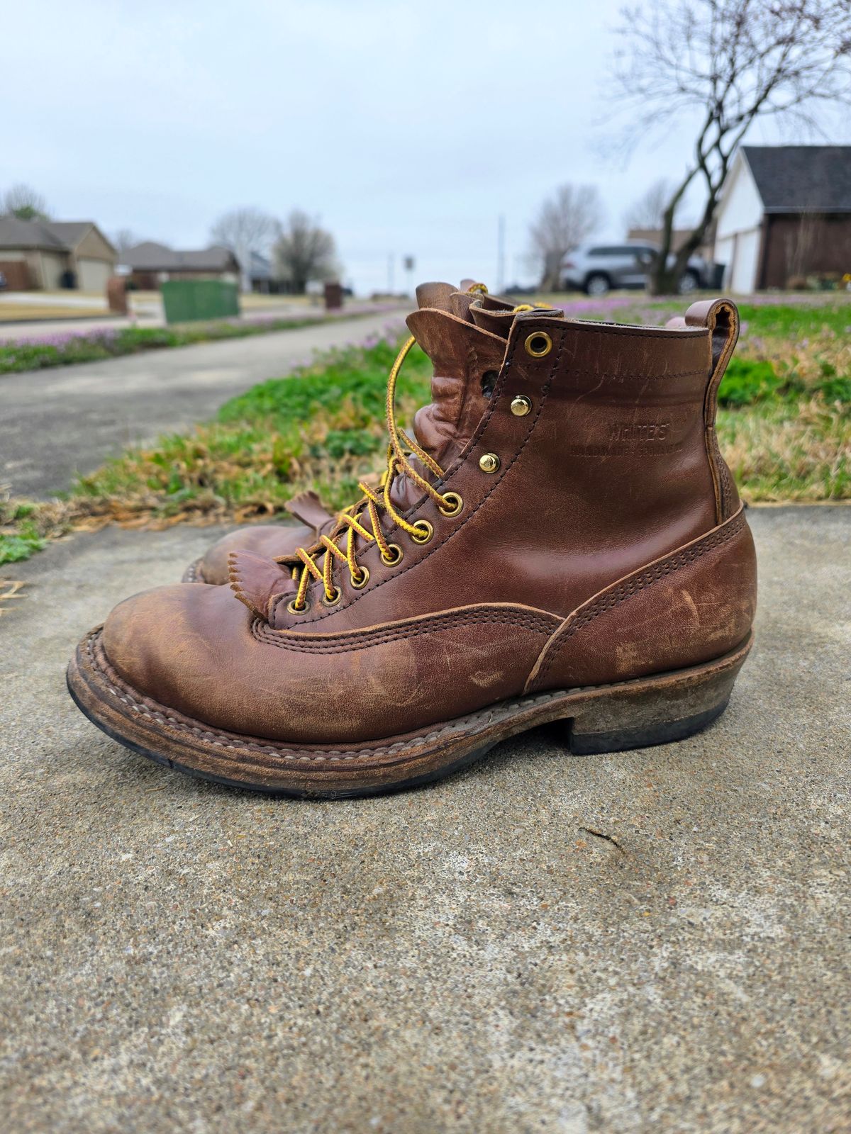 Photo by Jeppysboots on March 4, 2026 of the White's 350 Cutter in Toscanello Horsehide.