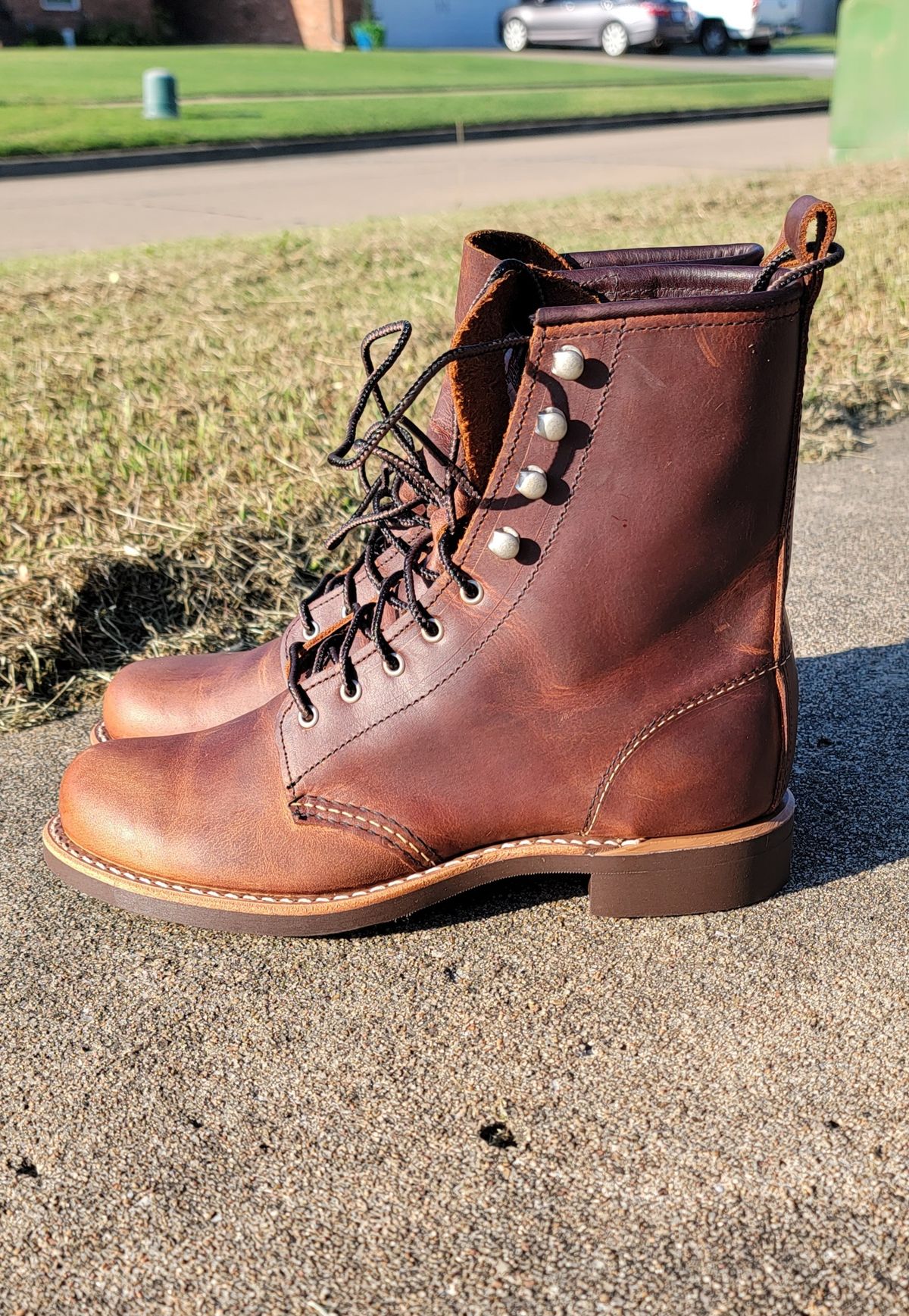 Photo by Jeppysboots on October 1, 2023 of the Red Wing Silversmith in S.B. Foot Copper Rough and Tough.