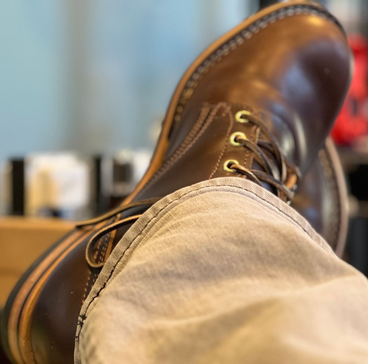 Photo by enarges on November 3, 2023 of the Nicks Americana in Horween Brown Chromexcel.