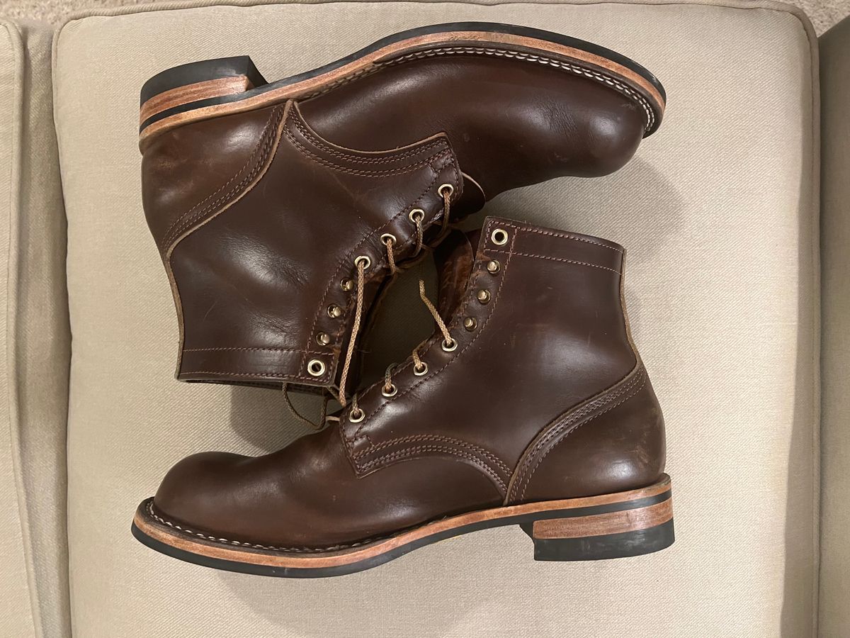 Photo by enarges on January 4, 2024 of the Nicks Americana in Horween Brown Chromexcel.
