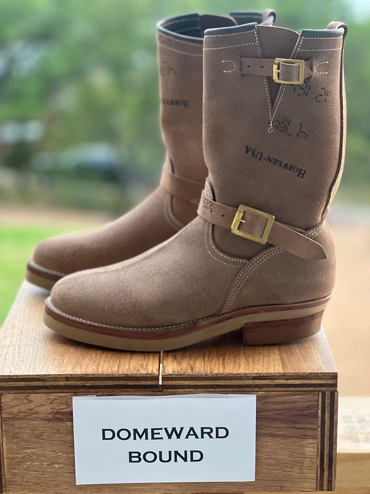 Photo by aminnix829 on October 1, 2023 of the Unsung U 22-2 Engineer Boot in Horween Natural Chromexcel Horsehide Roughout.