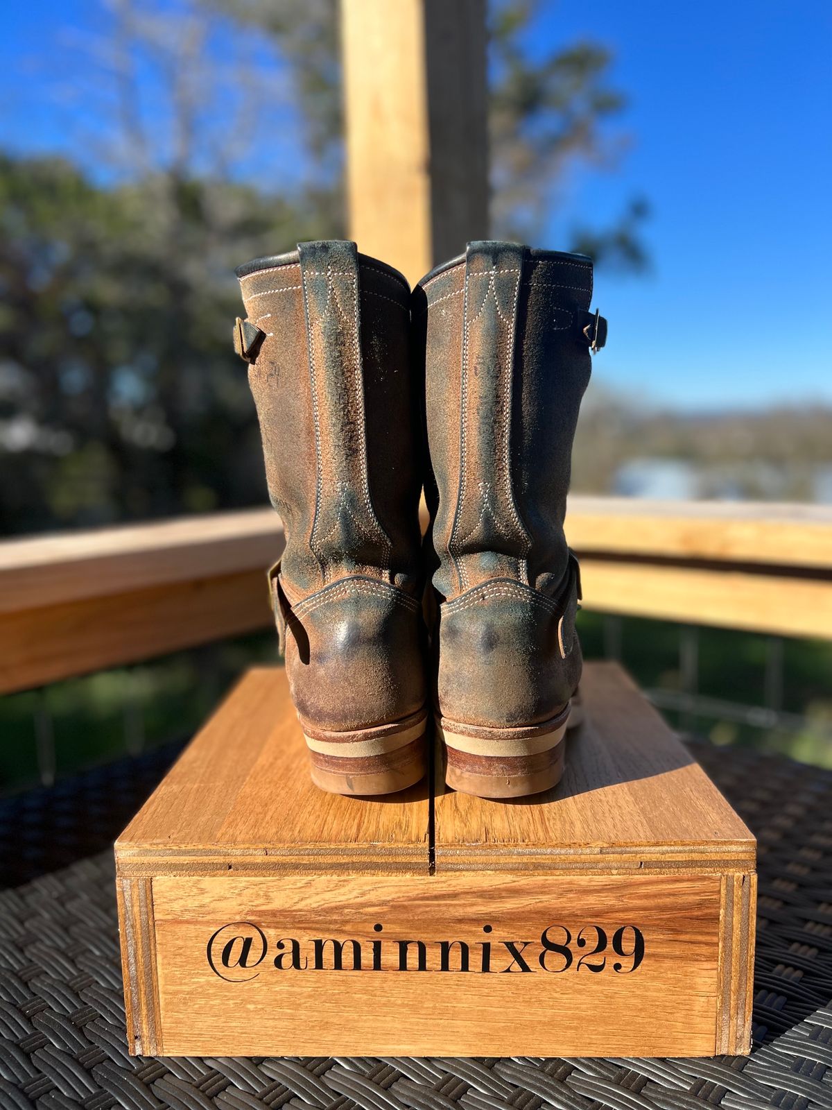 Photo by aminnix829 on December 3, 2023 of the Unsung U 22-2 Engineer Boot in Horween Natural Chromexcel Horsehide Roughout.