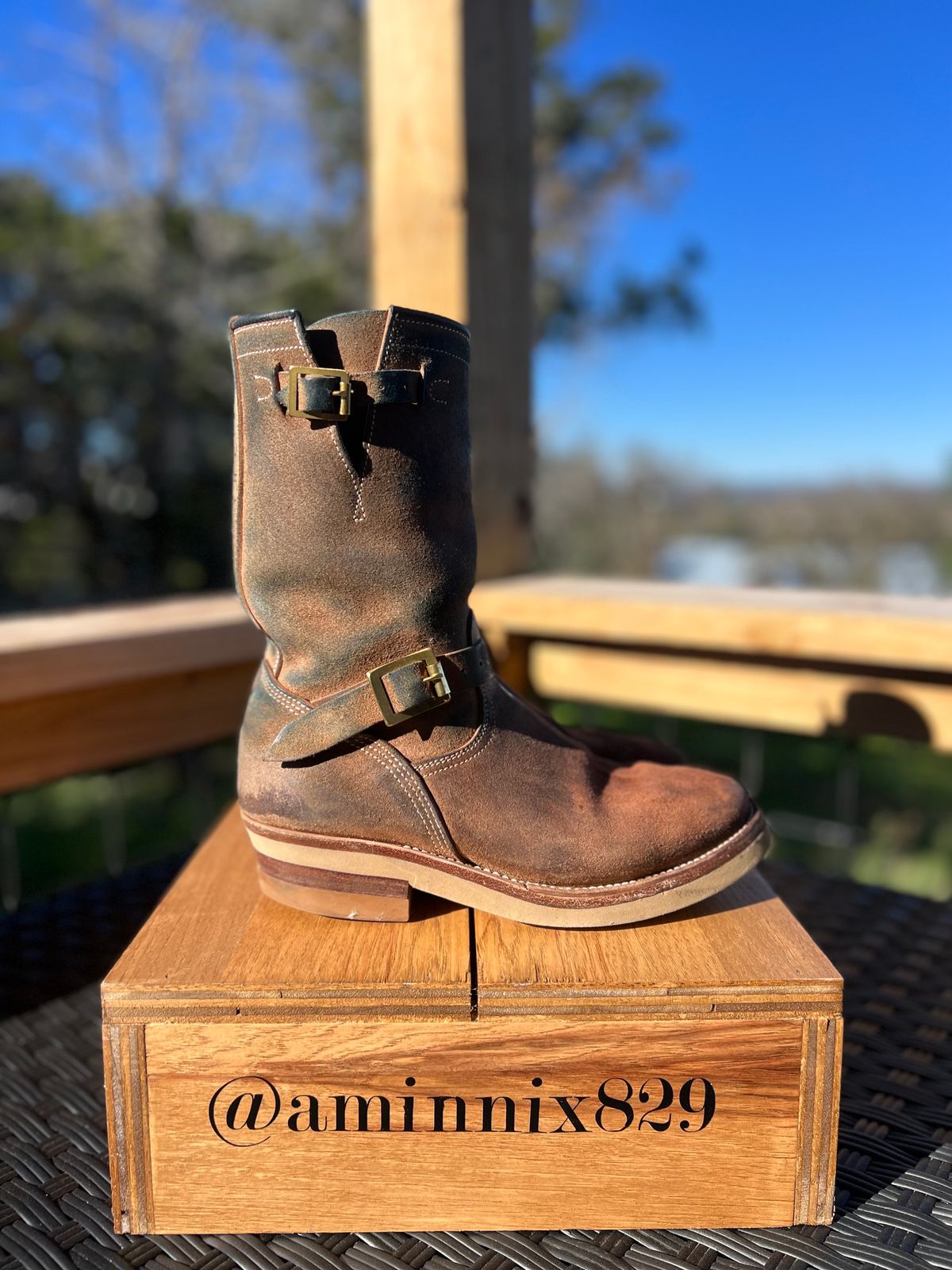 Photo by aminnix829 on December 3, 2023 of the Unsung U 22-2 Engineer Boot in Horween Natural Chromexcel Horsehide Roughout.