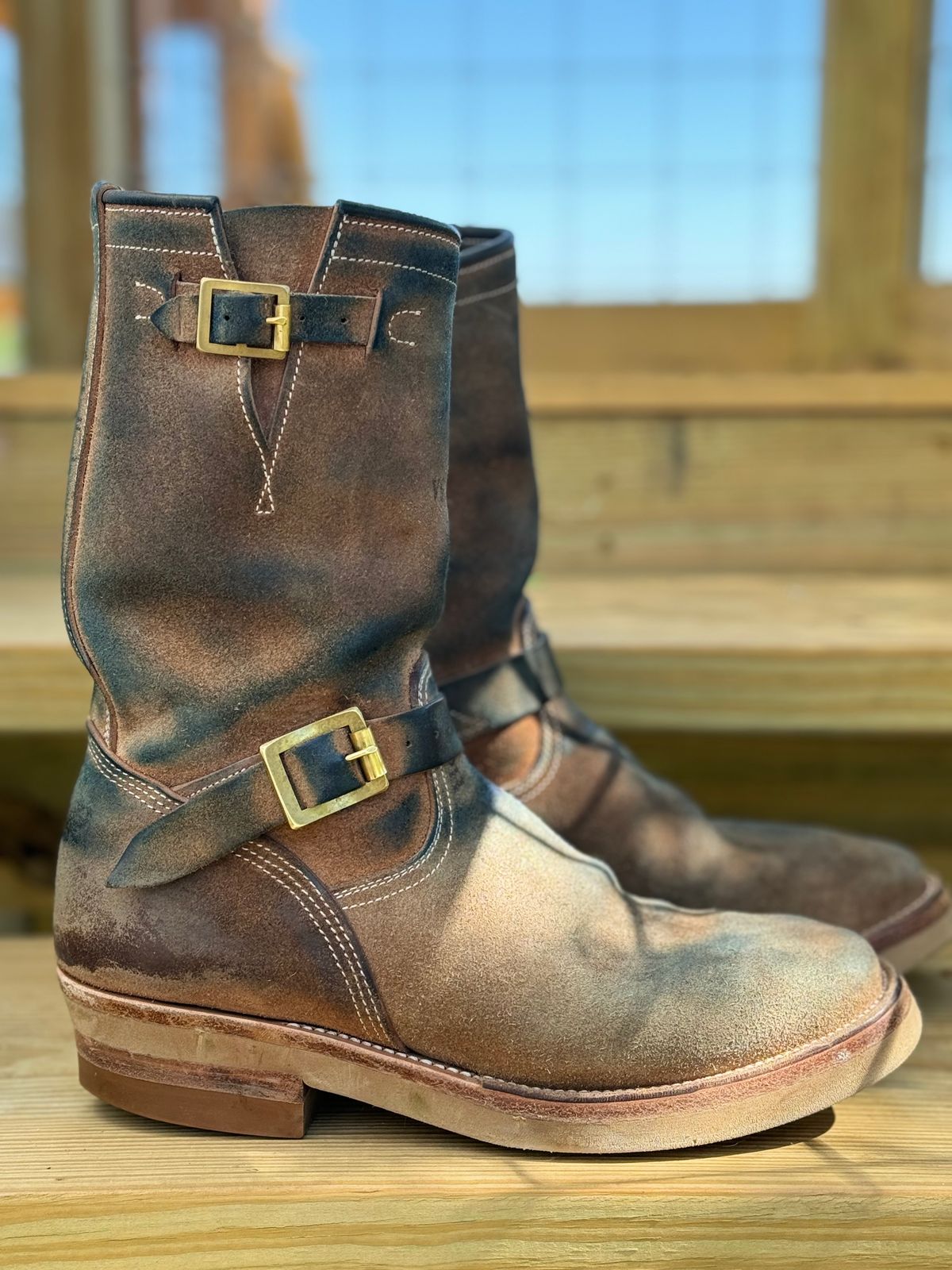 Photo by aminnix829 on April 4, 2024 of the Unsung U 22-2 Engineer Boot in Horween Natural Chromexcel Horsehide Roughout.