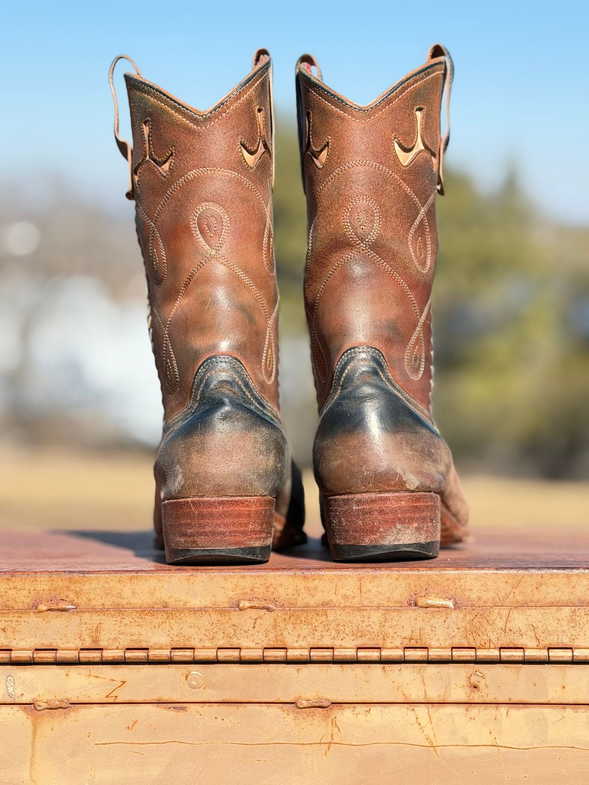 Photo by aminnix829 on February 1, 2026 of the Fortis Boots Yudistira Cowboy Boot in Natural Horsebutt Reverse.