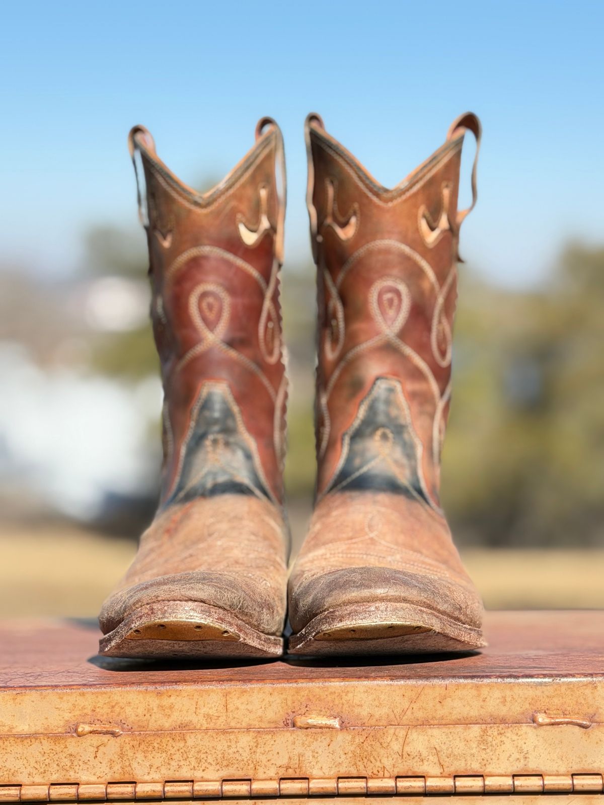 Photo by aminnix829 on February 1, 2026 of the Fortis Boots Yudistira Cowboy Boot in Natural Horsebutt Reverse.