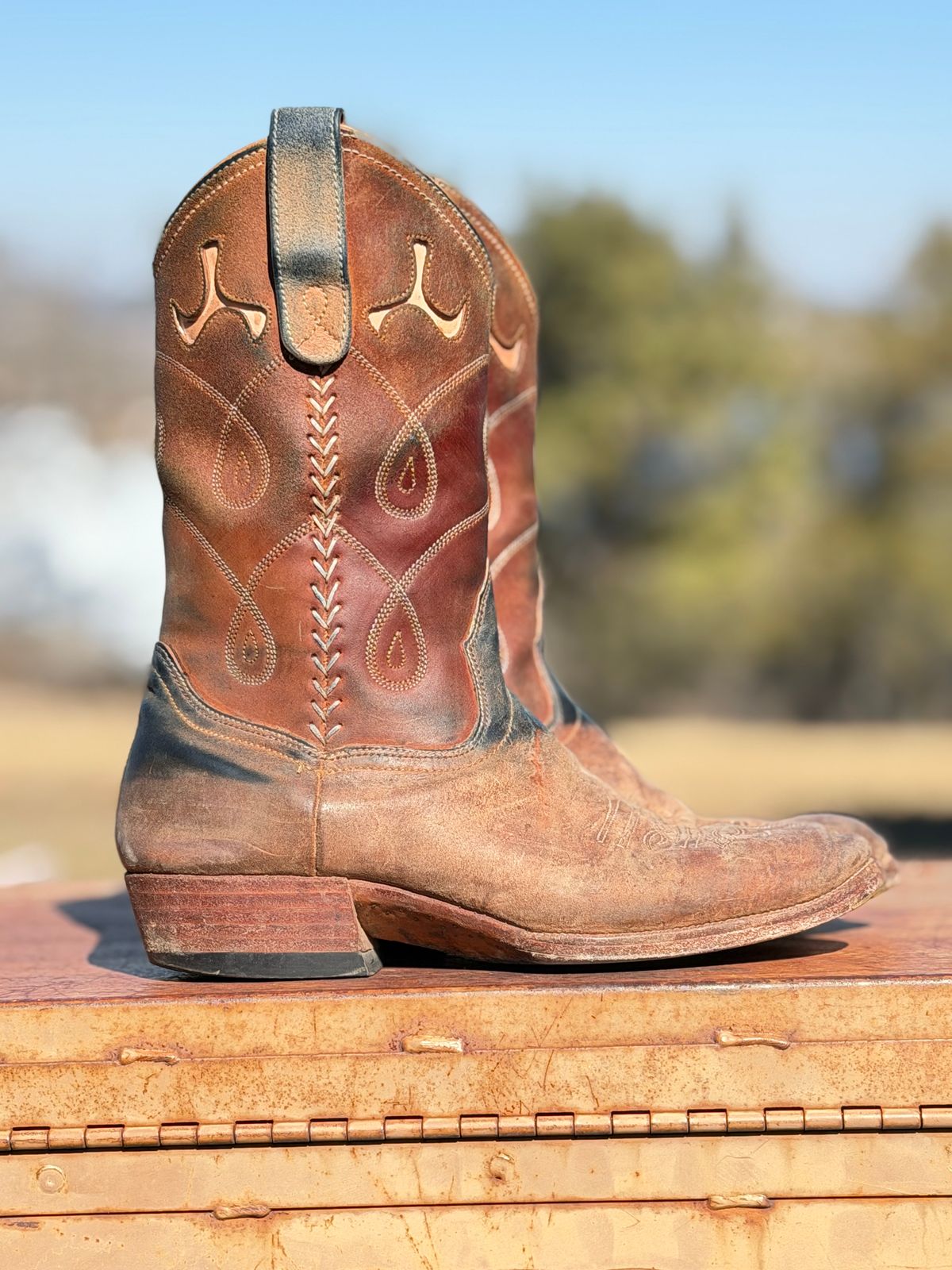 Photo by aminnix829 on February 1, 2026 of the Fortis Boots Yudistira Cowboy Boot in Natural Horsebutt Reverse.