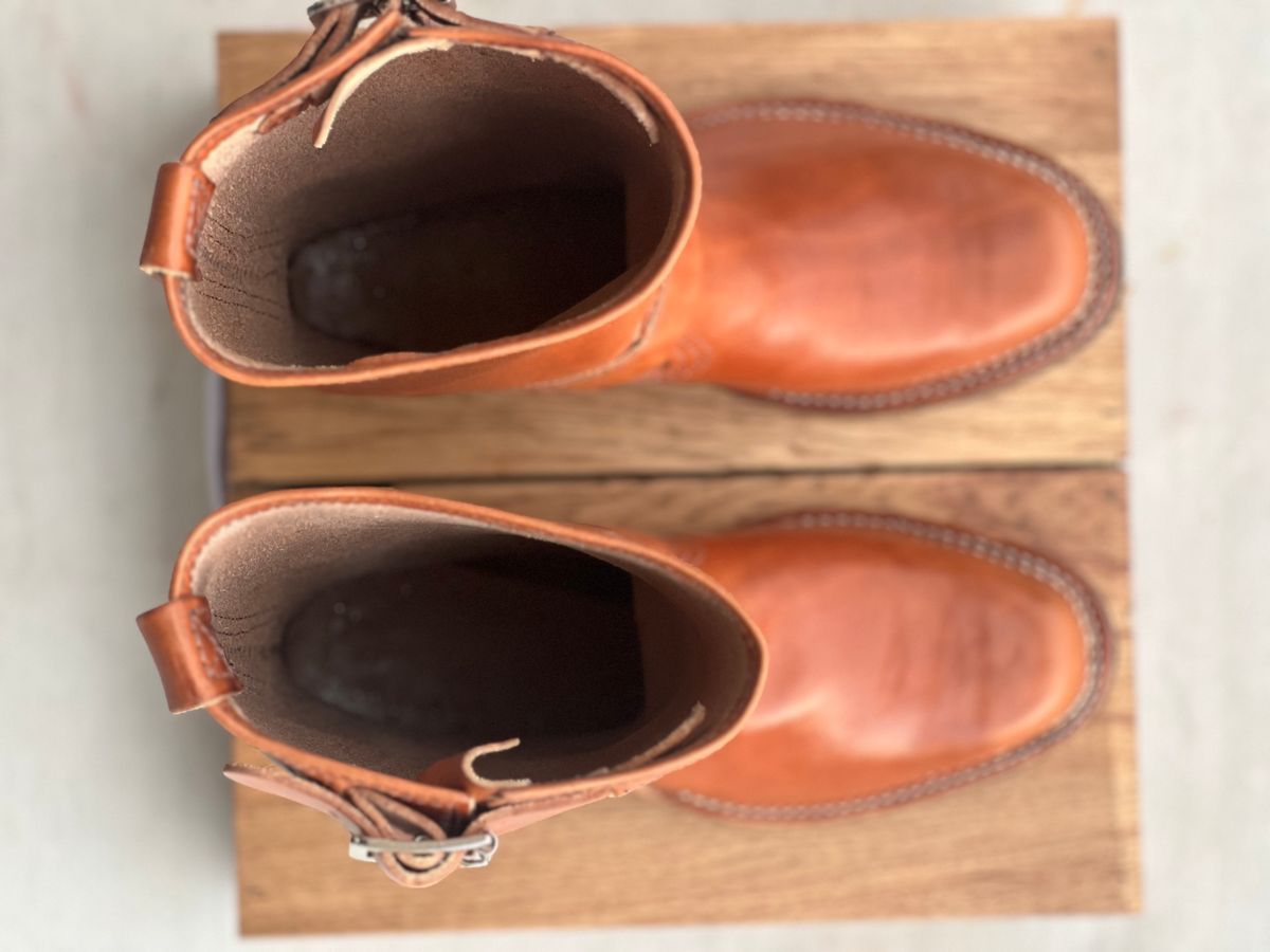 Photo by aminnix829 on October 1, 2023 of the Wesco Unknown Model in Wickett & Craig Natural Veg Tan.