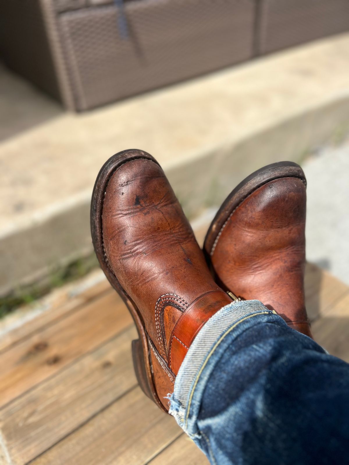 Photo by aminnix829 on April 1, 2023 of the Wesco Boss Engineer Boot in Horween Natural Essex.