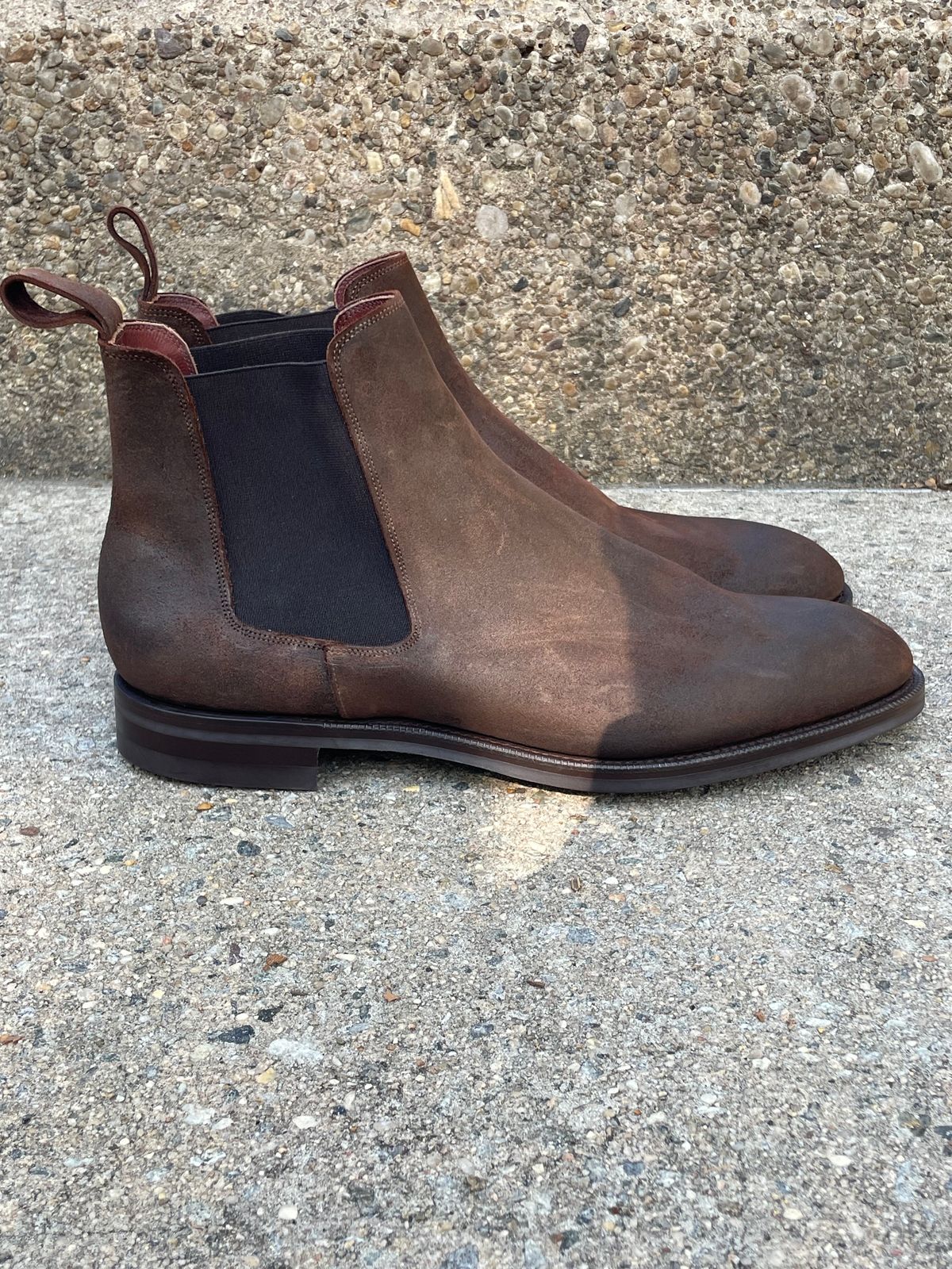 Photo by solestandcool on October 1, 2025 of the Edward Green Govan in Iron Waxed Suede.