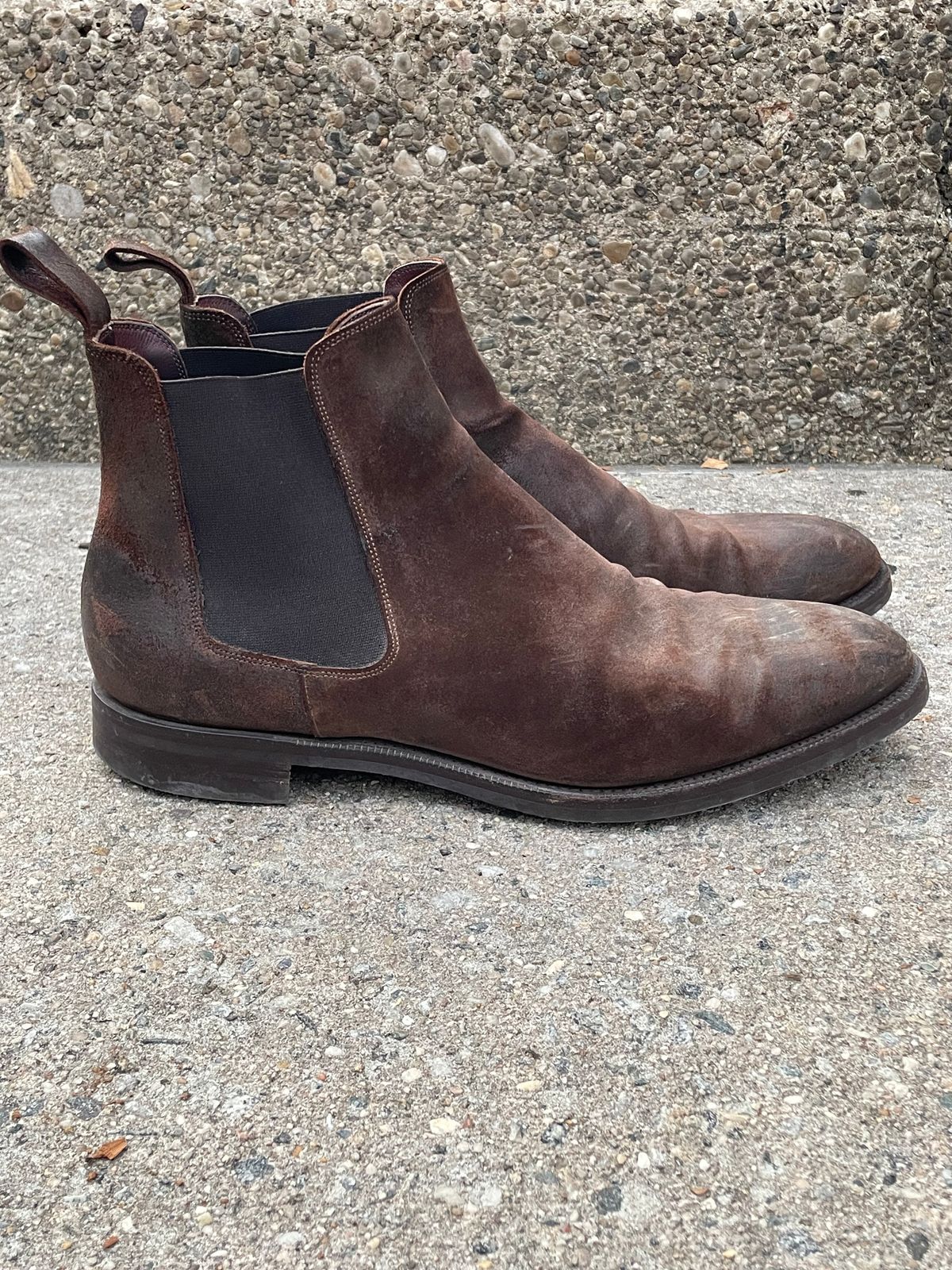 Photo by solestandcool on November 3, 2025 of the Edward Green Govan in Iron Waxed Suede.
