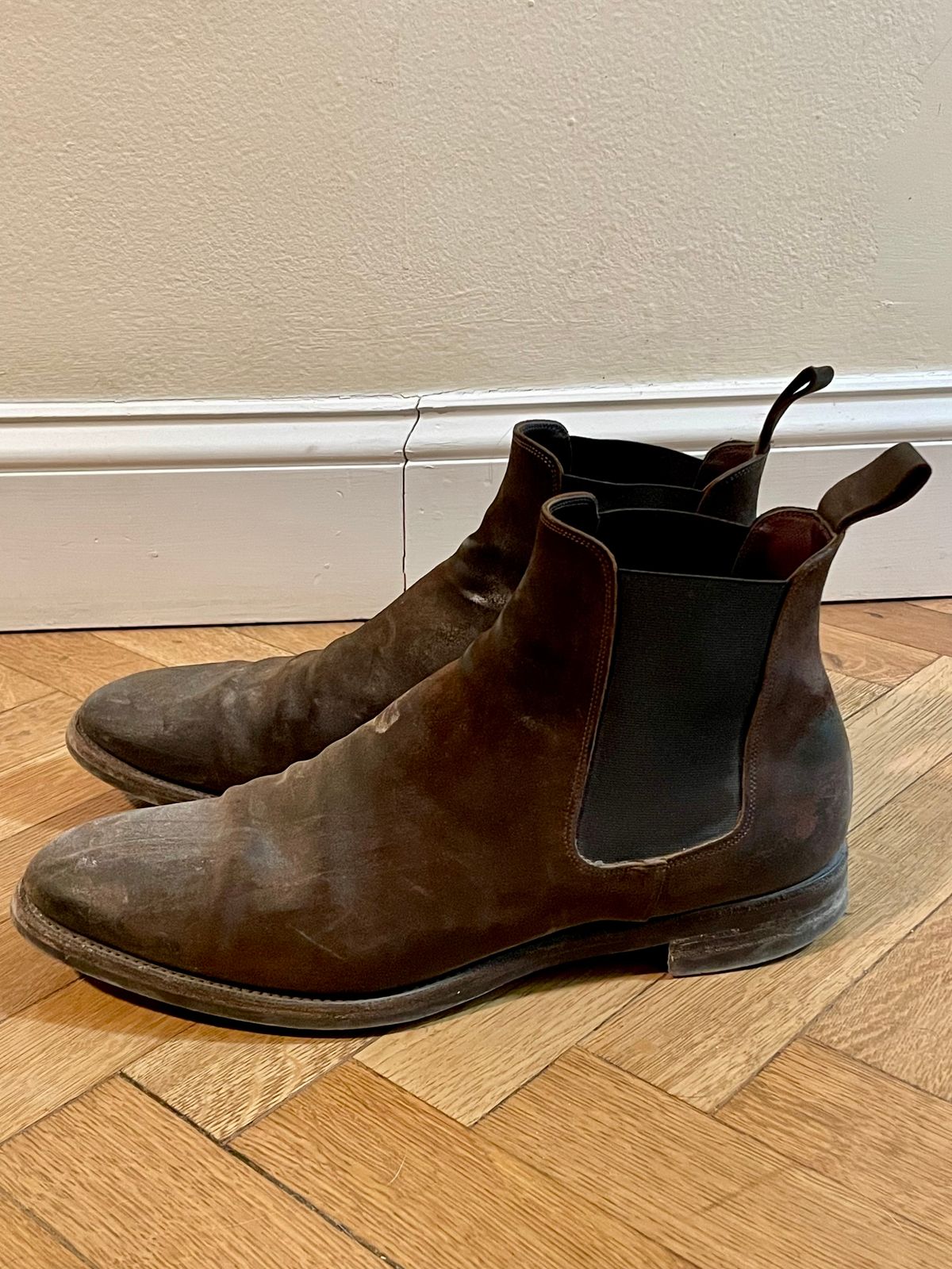 Photo by solestandcool on February 5, 2026 of the Edward Green Govan in Iron Waxed Suede.