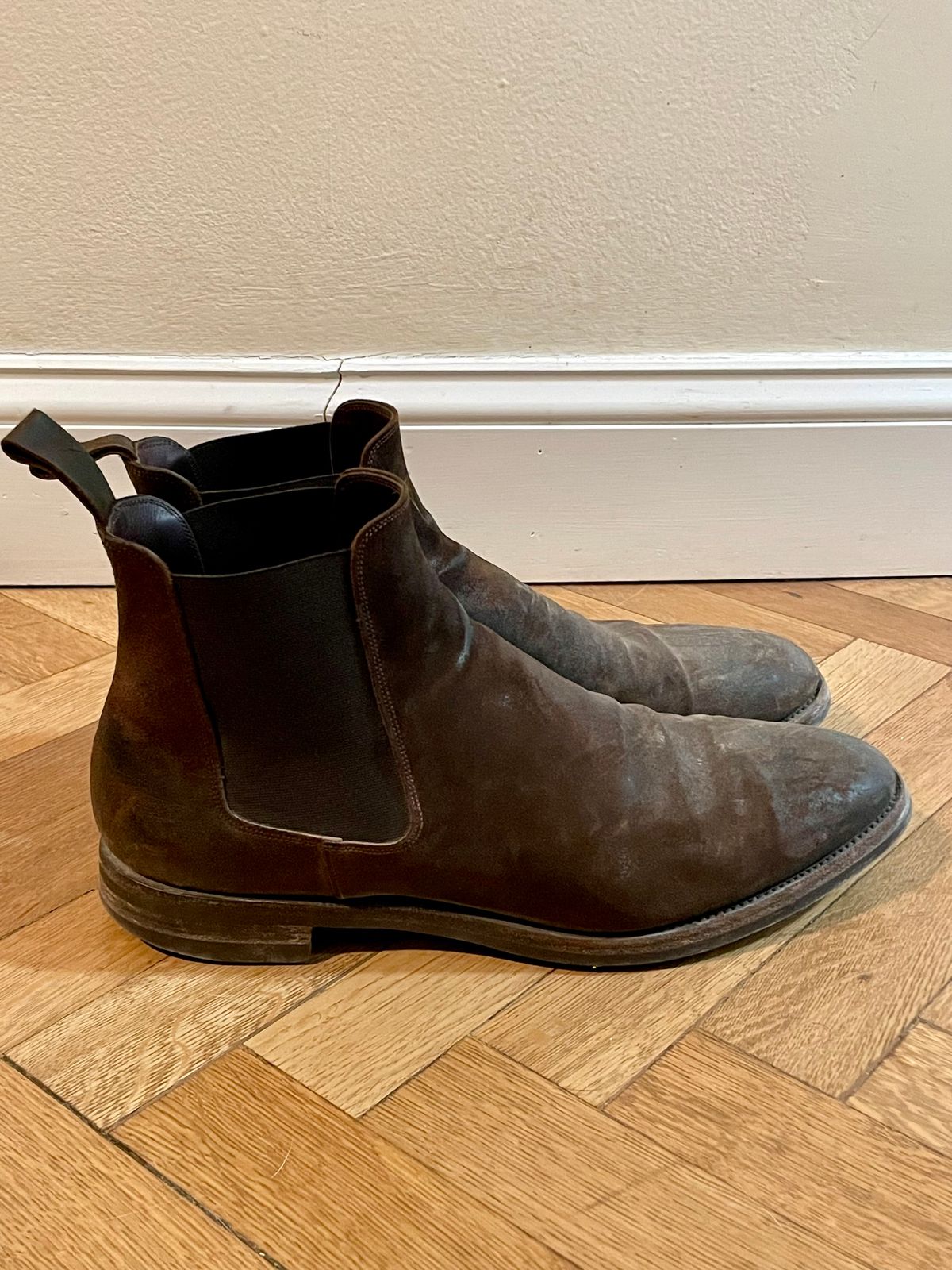 Photo by solestandcool on February 5, 2026 of the Edward Green Govan in Iron Waxed Suede.