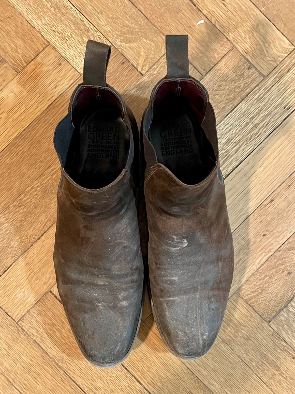 Photo by solestandcool on February 5, 2026 of the Edward Green Govan in Iron Waxed Suede.