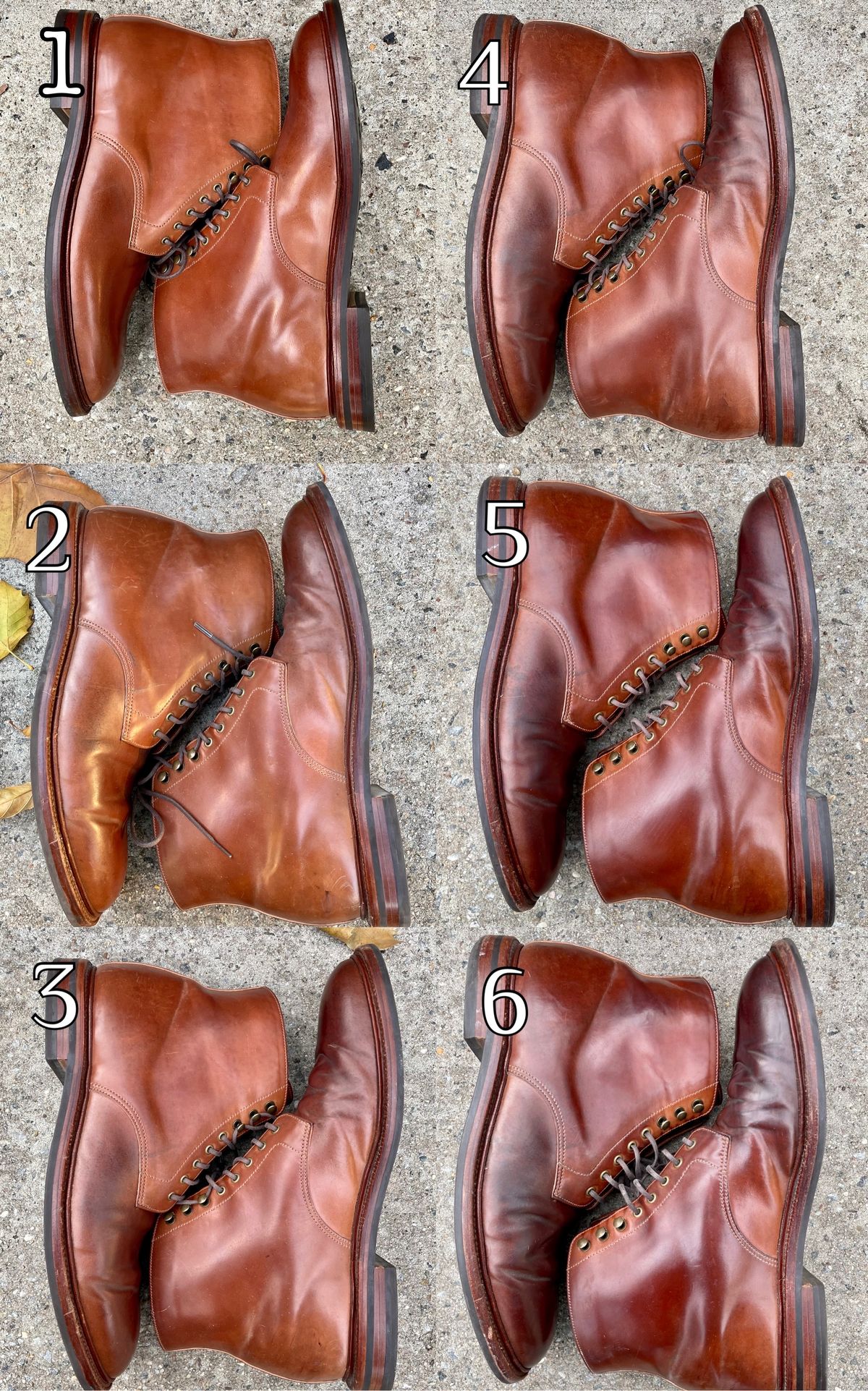 Photo by solestandcool on April 8, 2023 of the Grant Stone Edward Boot in Horween Honey Glazed Shell Cordovan.