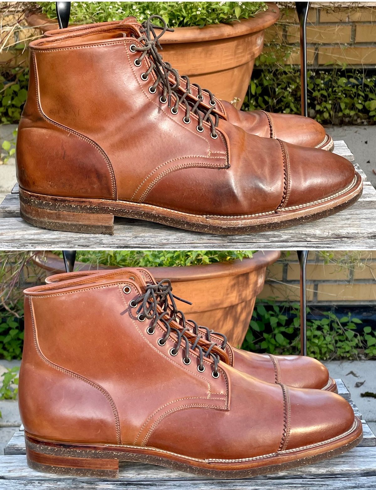 Photo by solestandcool on November 5, 2023 of the Viberg Service Boot PCT in Horween Natural Shell Cordovan.