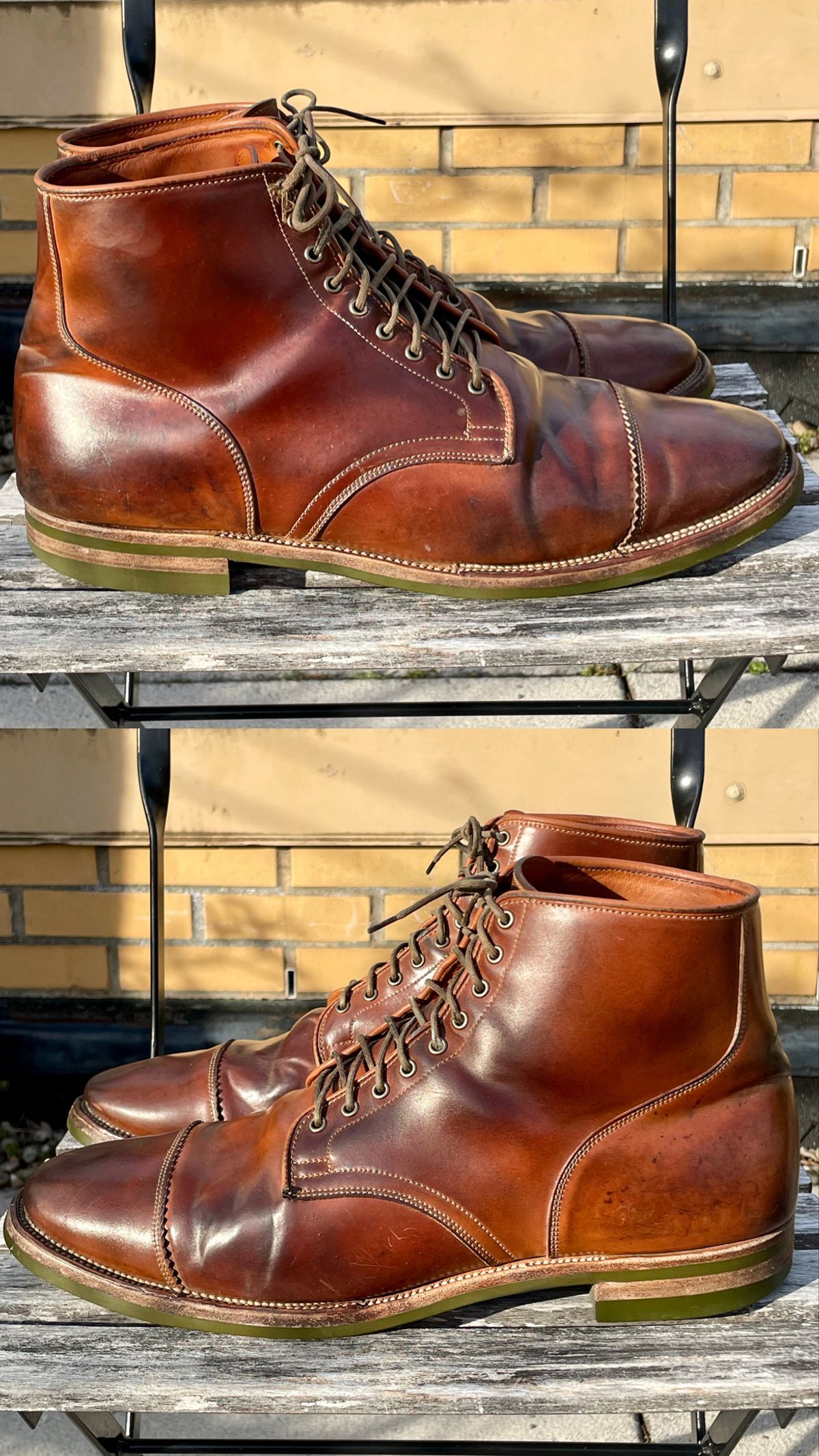 Photo by solestandcool on April 2, 2024 of the Viberg Service Boot PCT in Horween Natural Shell Cordovan.