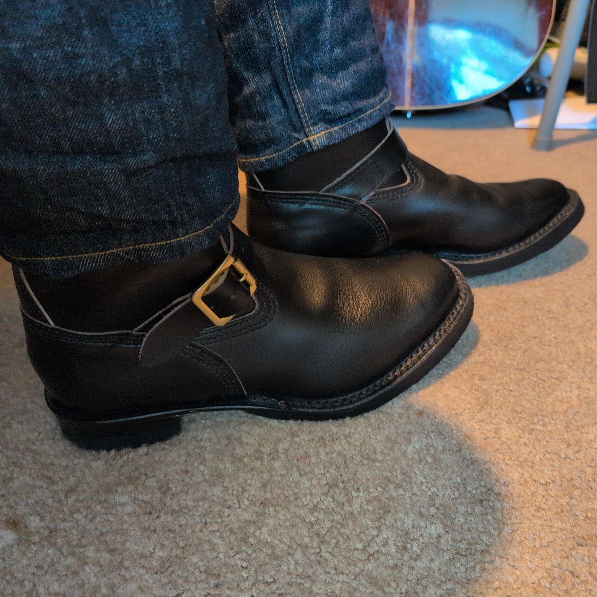 Photo by abrinson on August 23, 2024 of the Wesco Mister Lou in Horween Black Chromexcel Horsehide.