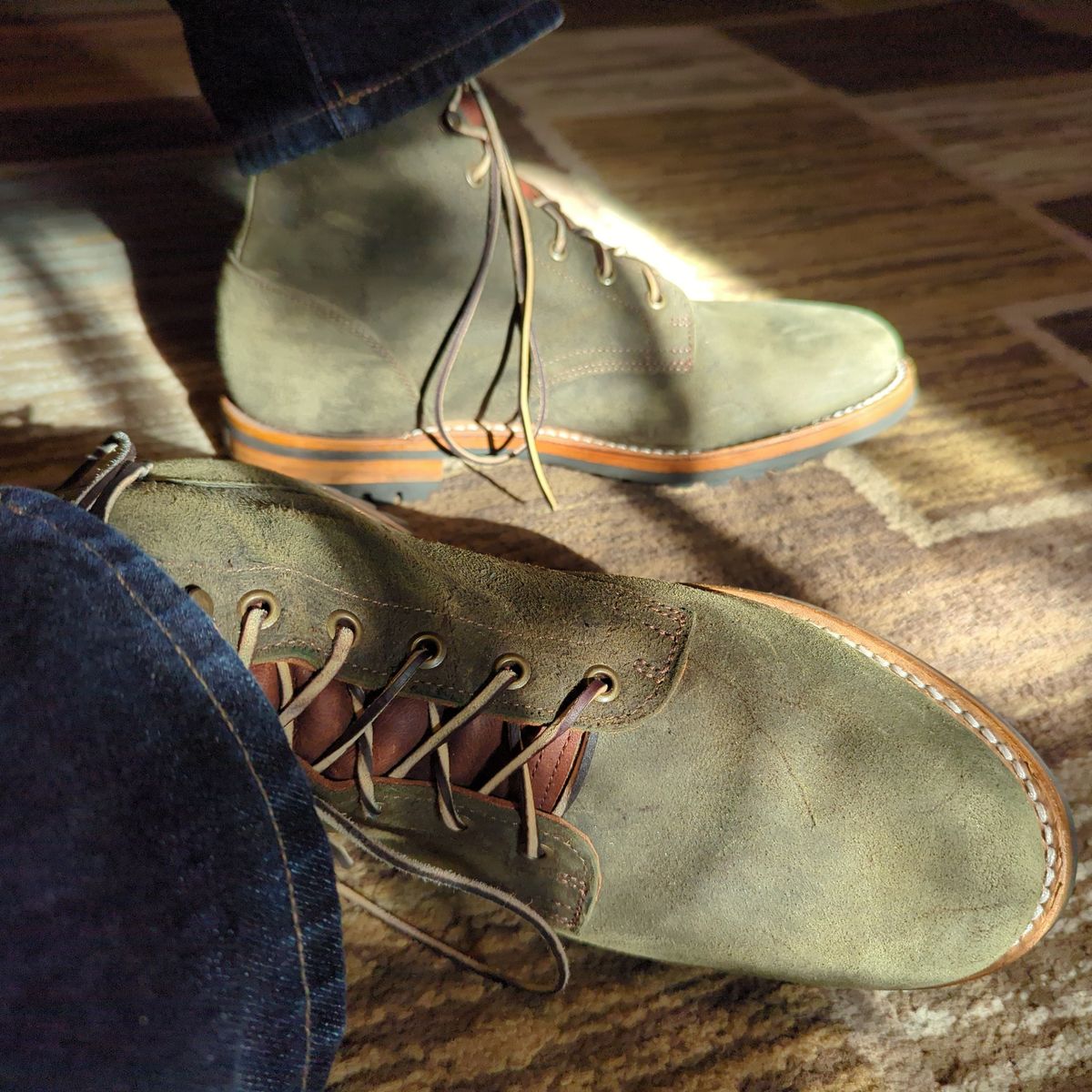 Photo by abrinson on August 26, 2023 of the Truman Service Boot in C.F. Stead Moss Waxy Mohawk.