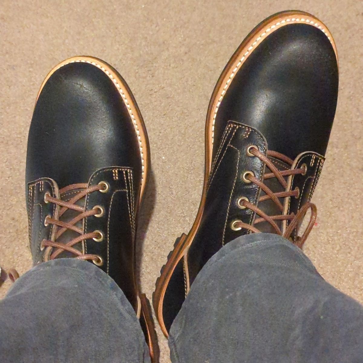 Photo by abrinson on July 8, 2023 of the Truman Service Boot in Horween Black Waxed Flesh.