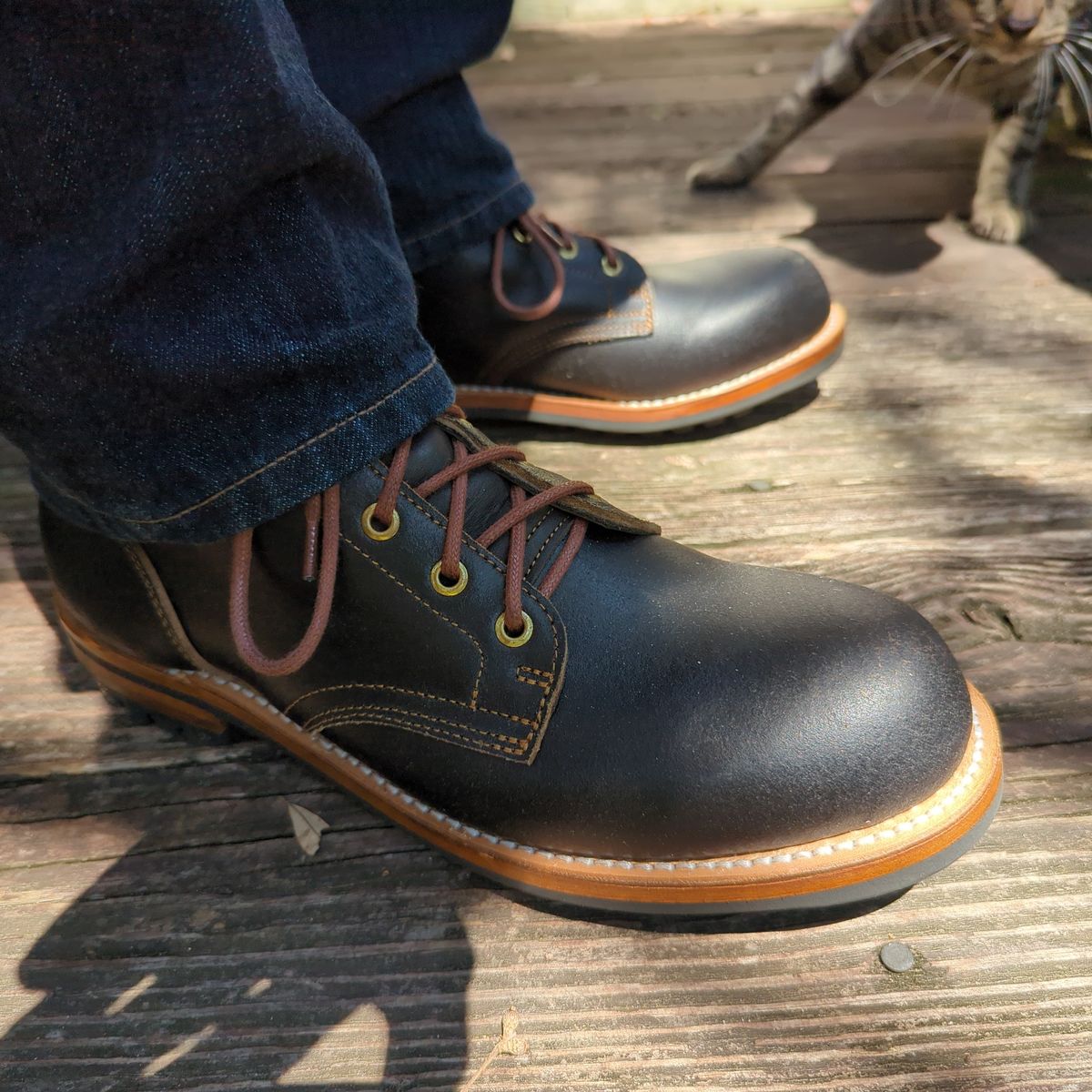 Photo by abrinson on July 24, 2023 of the Truman Service Boot in Horween Black Waxed Flesh.