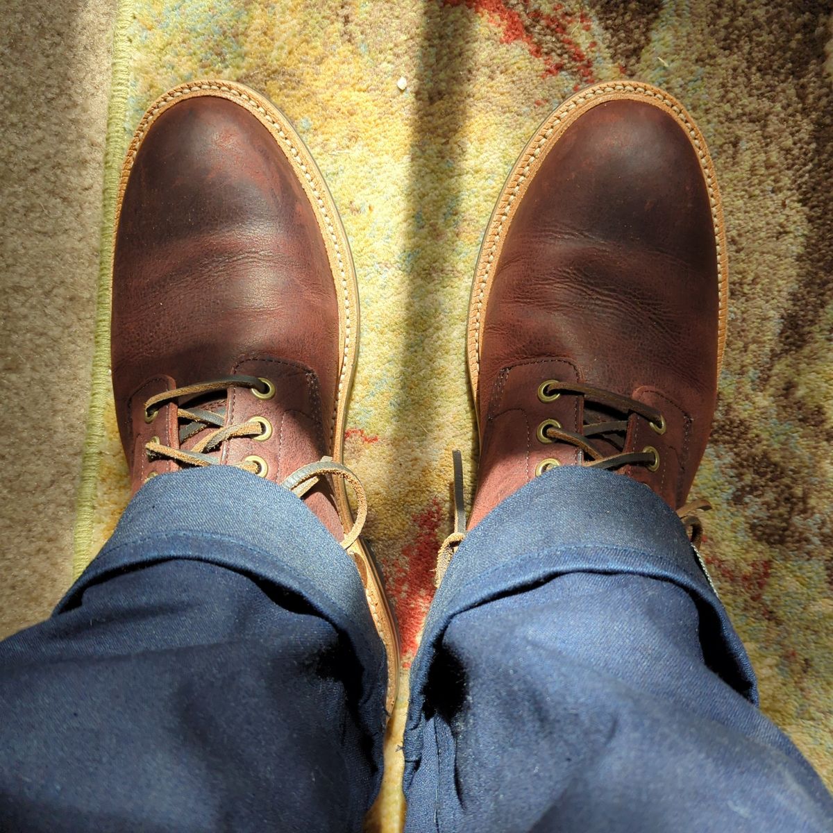 Photo by abrinson on July 5, 2022 of the Grant Stone Diesel Boot in C.F. Stead Dark Burgundy Classic Kudu.