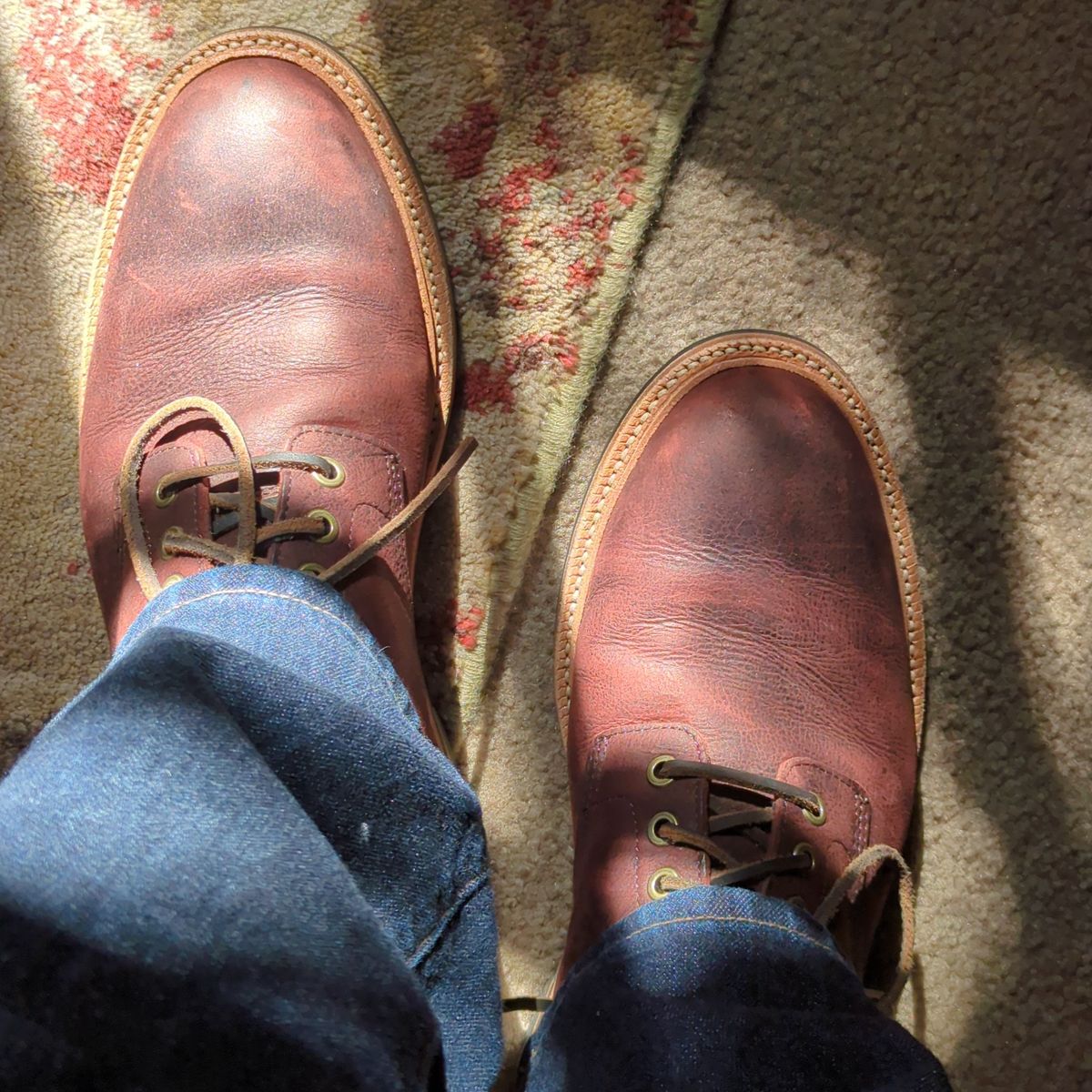 Photo by abrinson on September 19, 2023 of the Grant Stone Diesel Boot in C.F. Stead Dark Burgundy Classic Kudu.