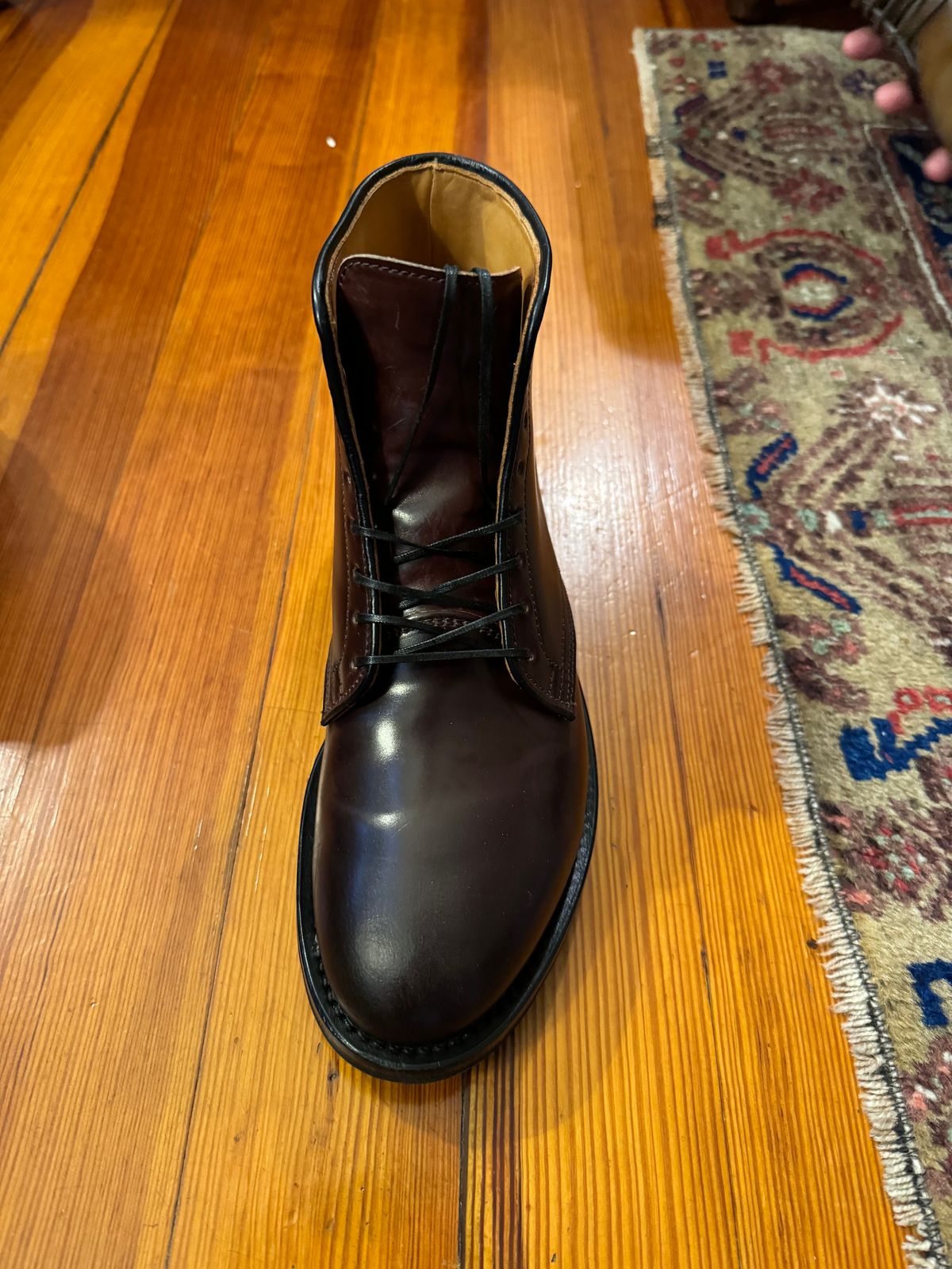 Photo by neerja27 on November 1, 2023 of the Viberg Unknown Model in Horween Color 8 Shell Cordovan.